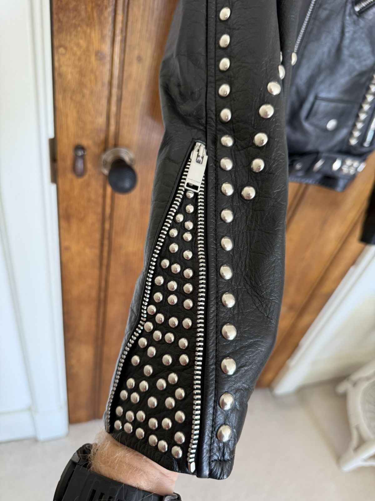 Saint Laurent Paris FW16 Saint Laurent studded leather biker jacket Hedi Grail Size US M / EU 48-50 / 2 - 15 Thumbnail