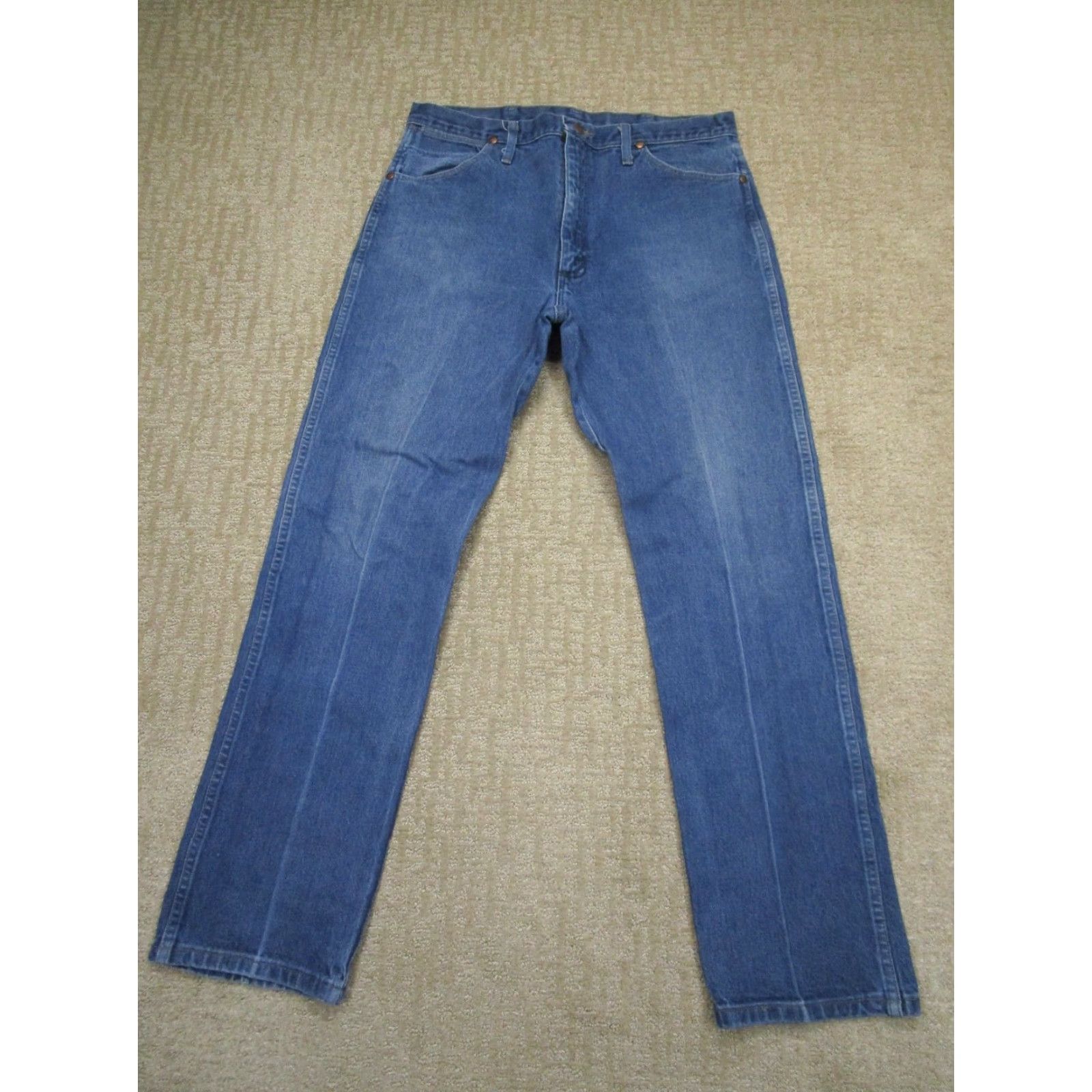 Wrangler Wrangler Jeans Men 36x32 Light Wash Cowboy Cut Western Pants Blue Logo 5-Pocket Regular Fit Cowboys Mens Size US 36 / EU 52 - 2 Thumbnail