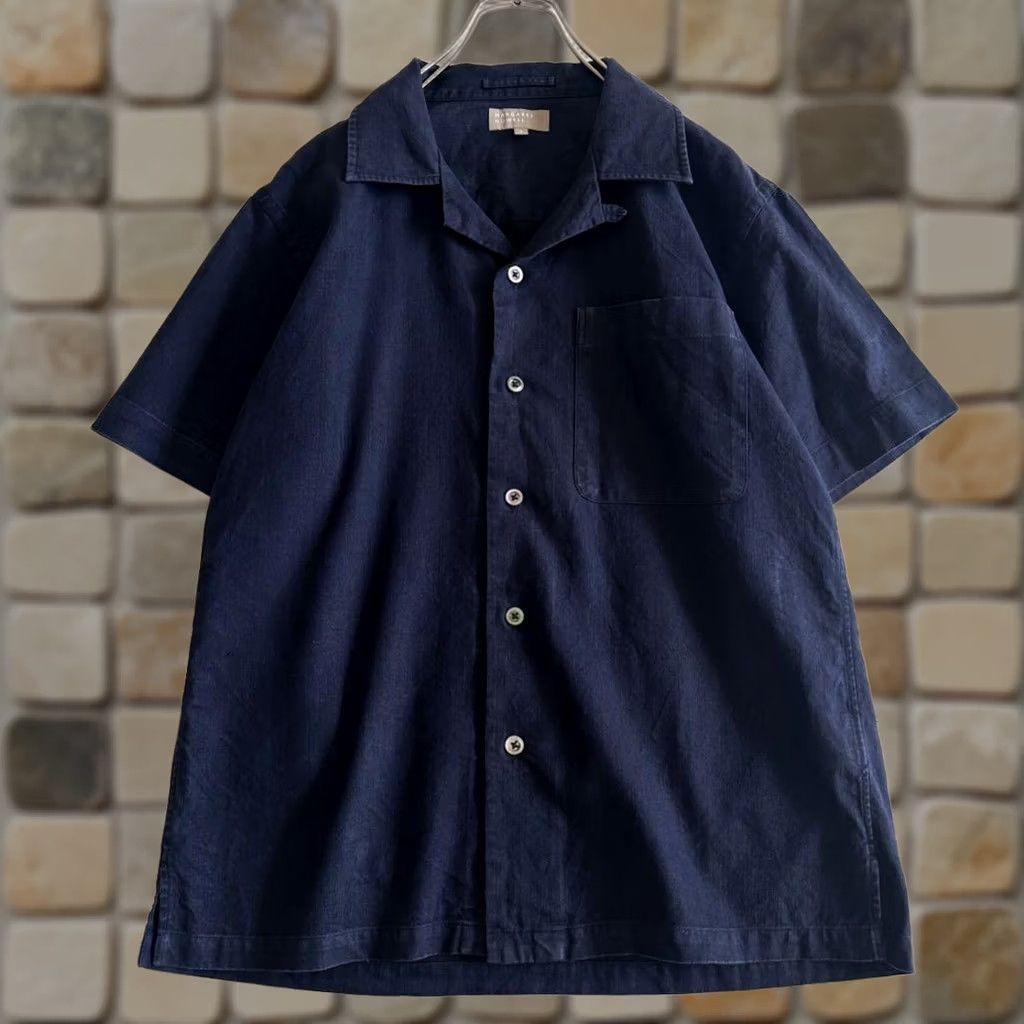 Margaret Howell Margaret Howell Open Collar Short Sleeve Top Navy Size S Mens Shirt Size US S / EU 44-46 / 1 - 1 Thumbnail