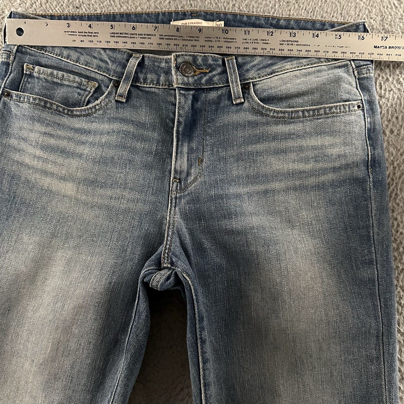 Levi's Levi's Jeans Blue Size 30 714 Straight Denim Stretch Cotton Blend Women Regular Size 30" / US 8 / IT 44 - 6 Thumbnail