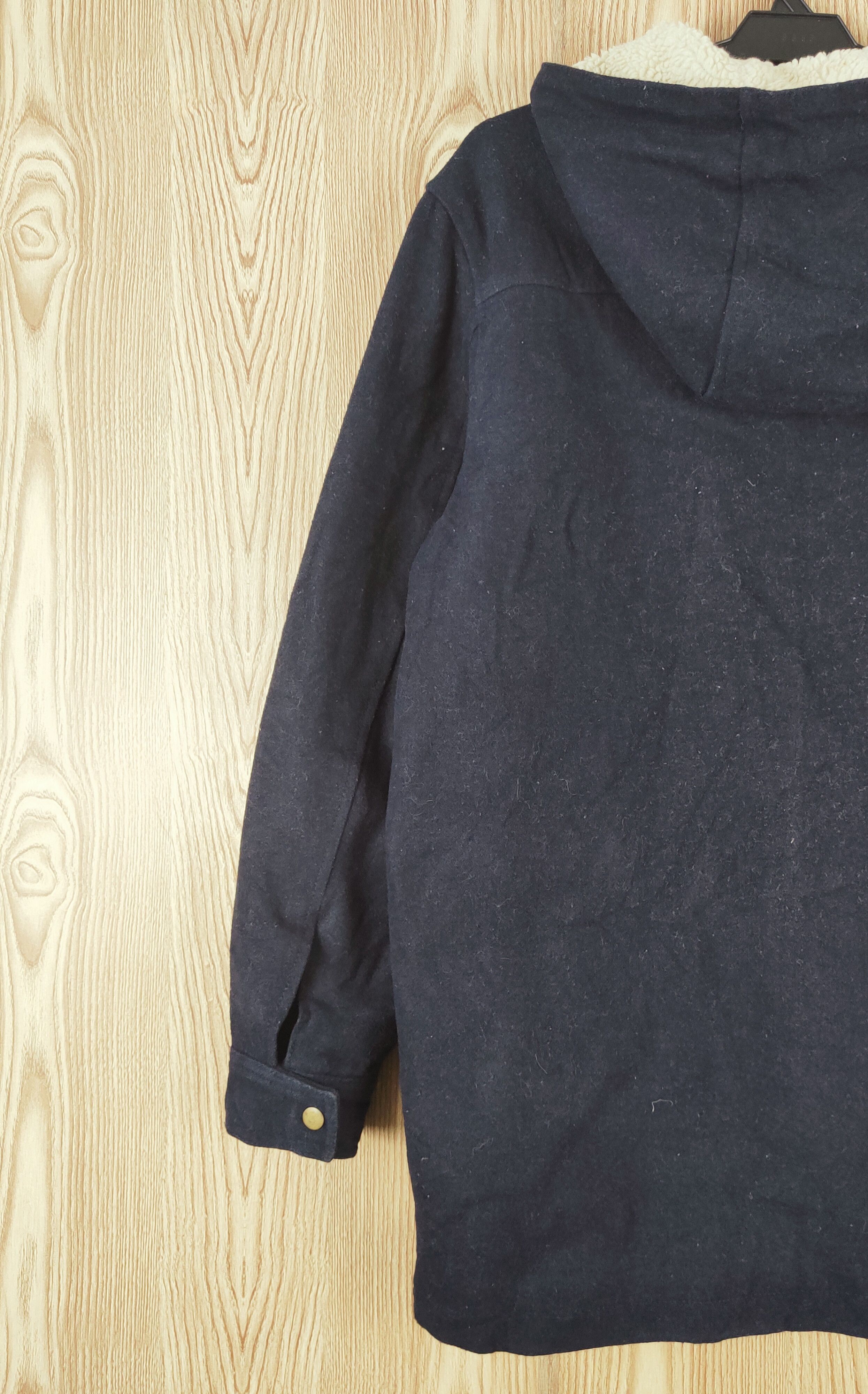 Old Navy × Vintage Vintage&rare design by Old Navy Dark Blue Wool Hoodie Coats Size US L / EU 52-54 / 3 - 8 Thumbnail