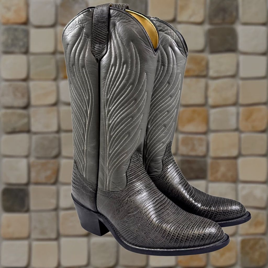 Frye VINTAGE Frye Boots Men's 8D Leather Snakeskin Western Cowboy USA Made 91021 Size US 8 / EU 41 - 1 Thumbnail