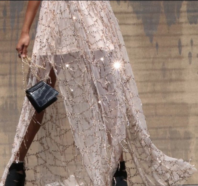Other 🎊Spaghetti Strap Champagne Sequin Maxi Dress Size S / US 4 / IT 40 - 5 Thumbnail