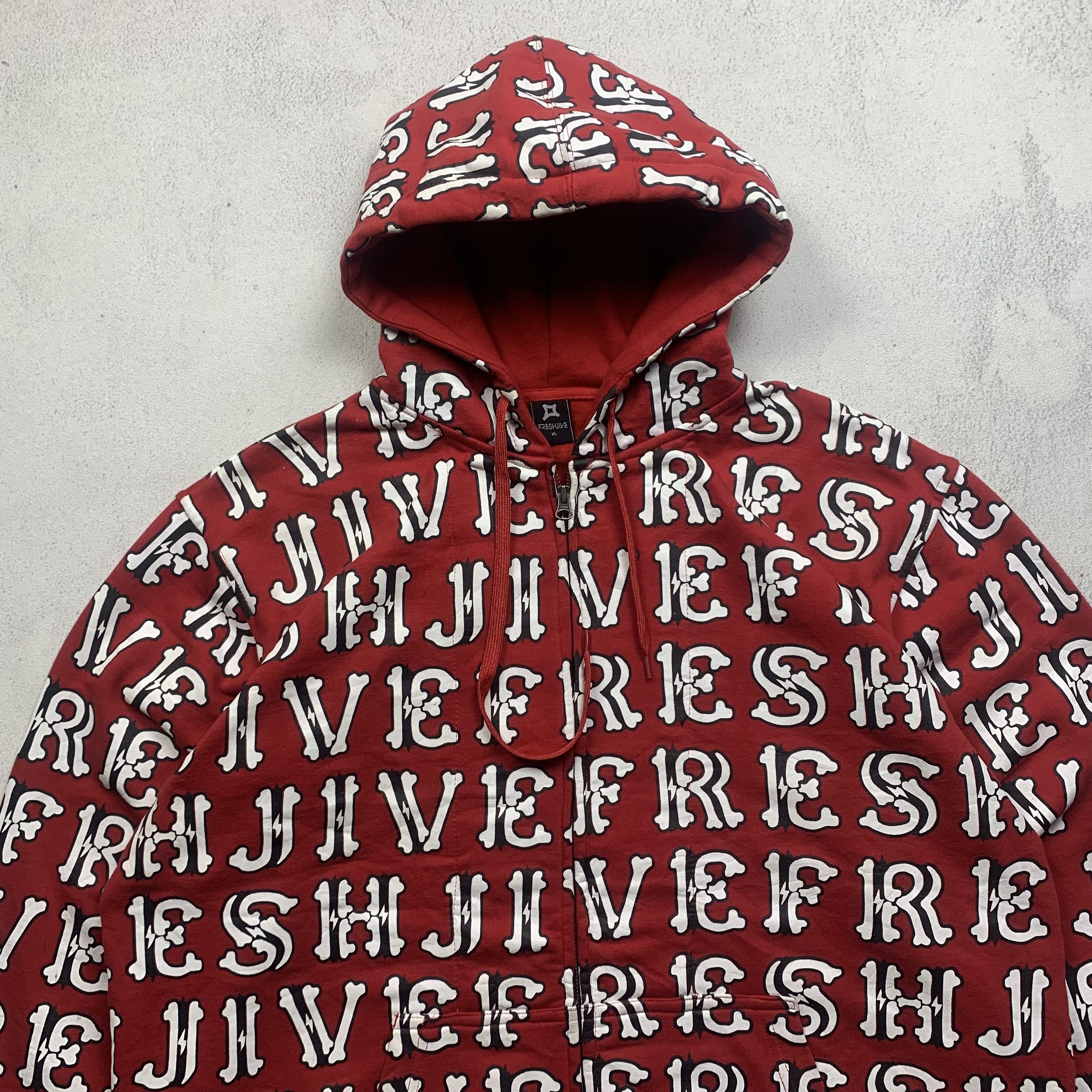 Freshjive Freshjive Overprint Spellout Zip Up Hoodie Size US XL / EU 56 / 4 - 3 Thumbnail