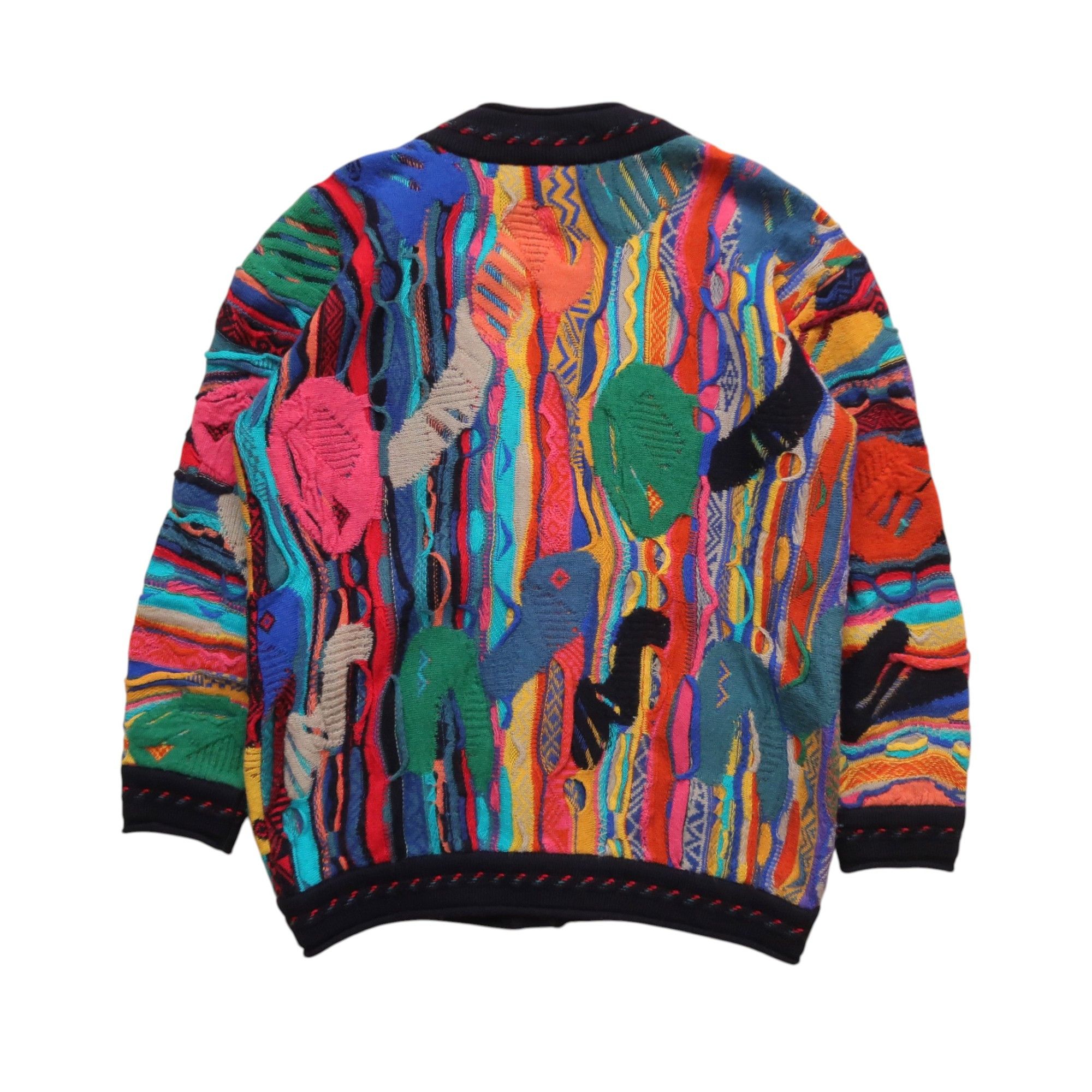 Coogi 1990s Coogi Psychedelic Art Cardigan Knit Fuzzy Size US M / EU 48-50 / 2 - 2 Thumbnail