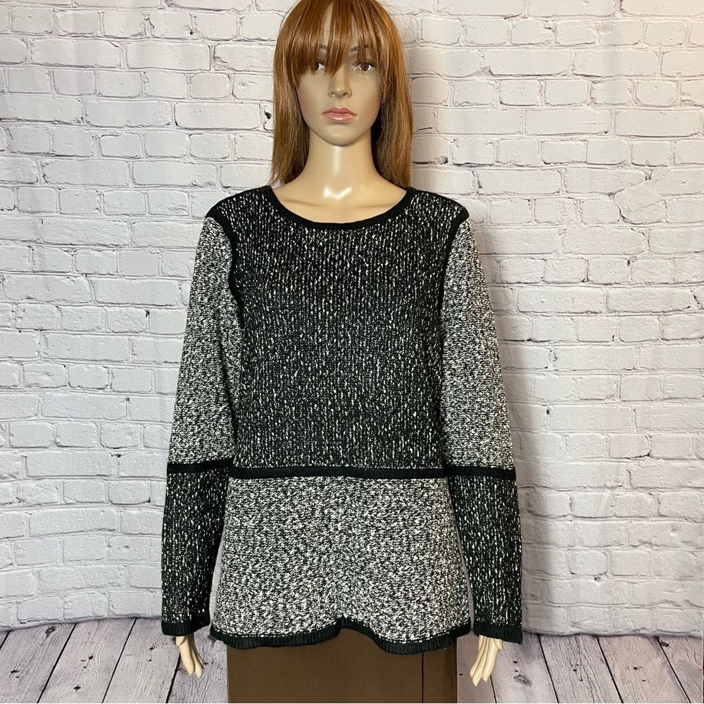 Calvin Klein Calvin Klein Colorblock Black Grey Cotton Blend Sweater Siz Size L / US 10 / IT 46 - 2 Thumbnail