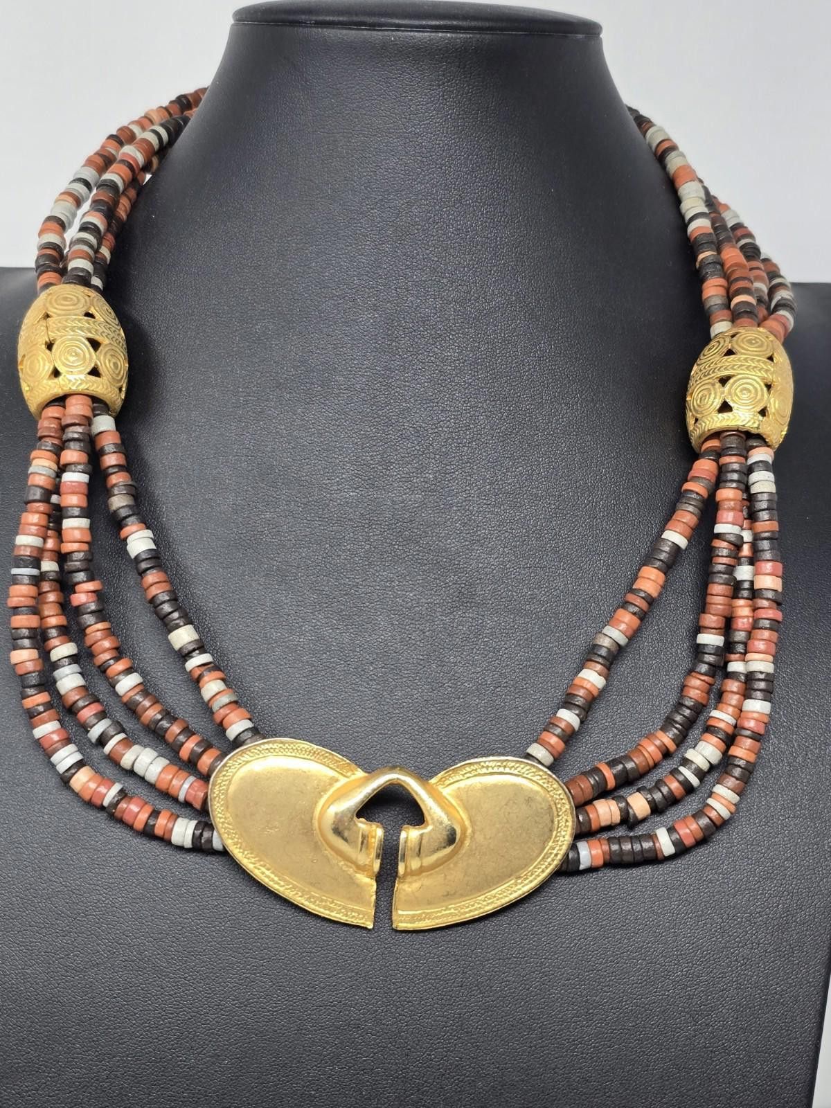 The Unbranded Brand Vintage Tairona Style Beaded Necklace Brass Amulet Ethnic Size ONE SIZE - 2 Thumbnail