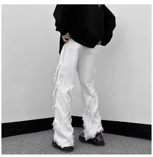 VIBE Men Solid Ragged Edge Straight Jeans Size US 32 / EU 48 - 4 Thumbnail