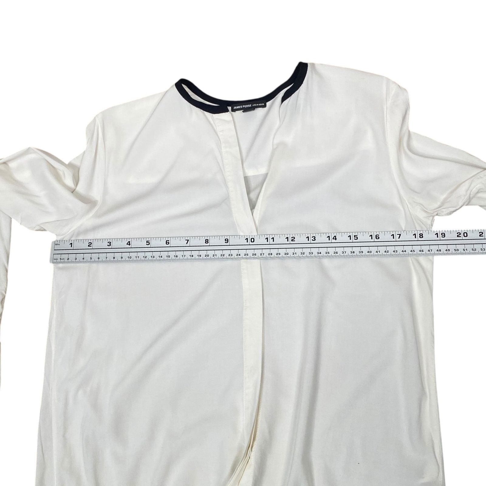 James Perse James Perse White Black Trim Collar Button Down Shirt SZ M Size M / US 6-8 / IT 42-44 - 9 Thumbnail