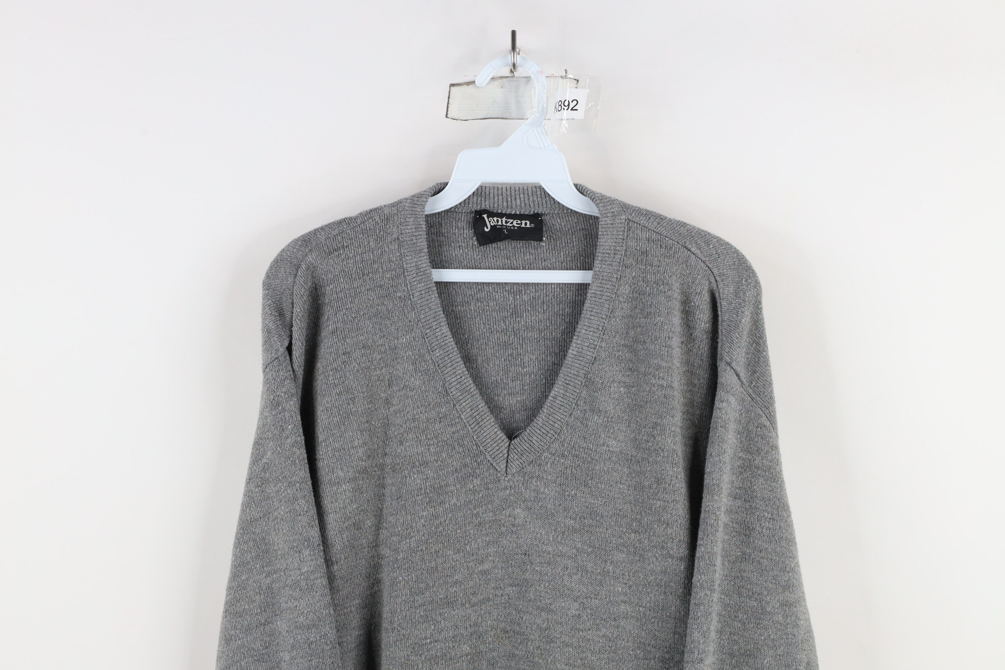 Vintage Vintage 70s Streetwear Blank Knit V-Neck Sweater Gray USA Size US XL / EU 56 / 4 - 2 Thumbnail