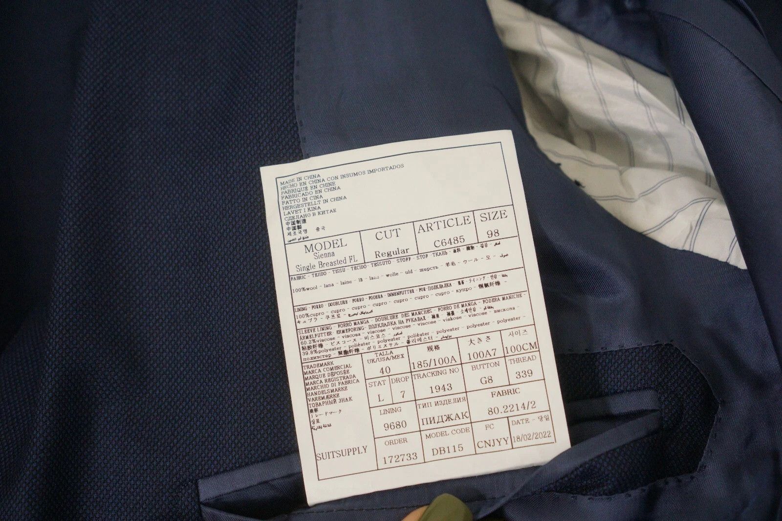 Suitsupply Men Suitsupply Suit Sienna Single Breasted FL Wool US40L Size 40L - 6 Thumbnail
