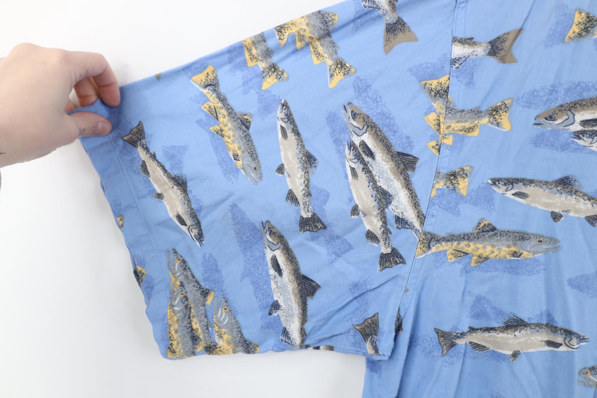 Columbia Vintage 90s Columbia Fish All Over Print Button Down Shirt Size US M / EU 48-50 / 2 - 7 Thumbnail