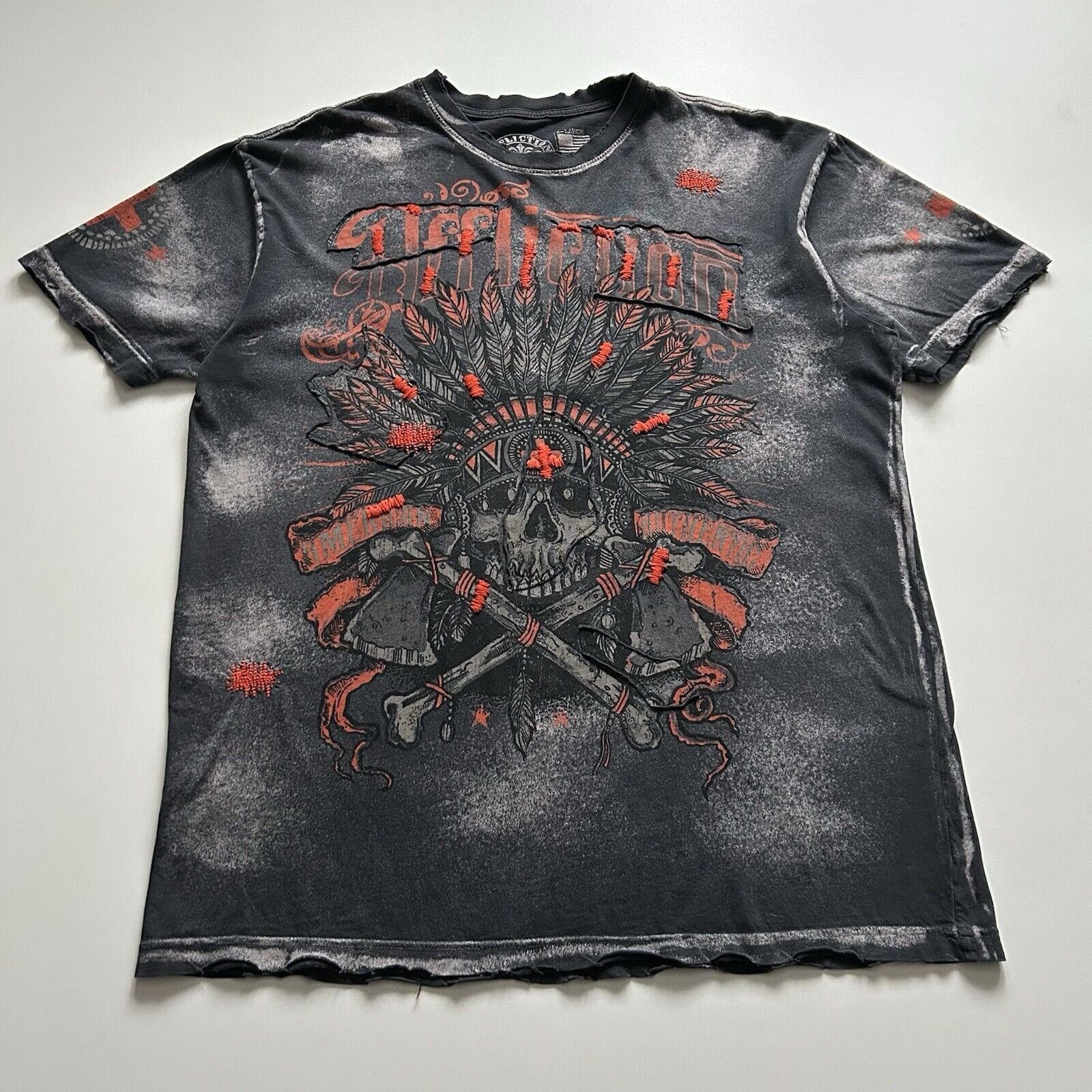 Affliction Vintage Affliction Native American Skull Y2K T Shirt XL Rare Size US XL / EU 56 / 4 - 1 Thumbnail