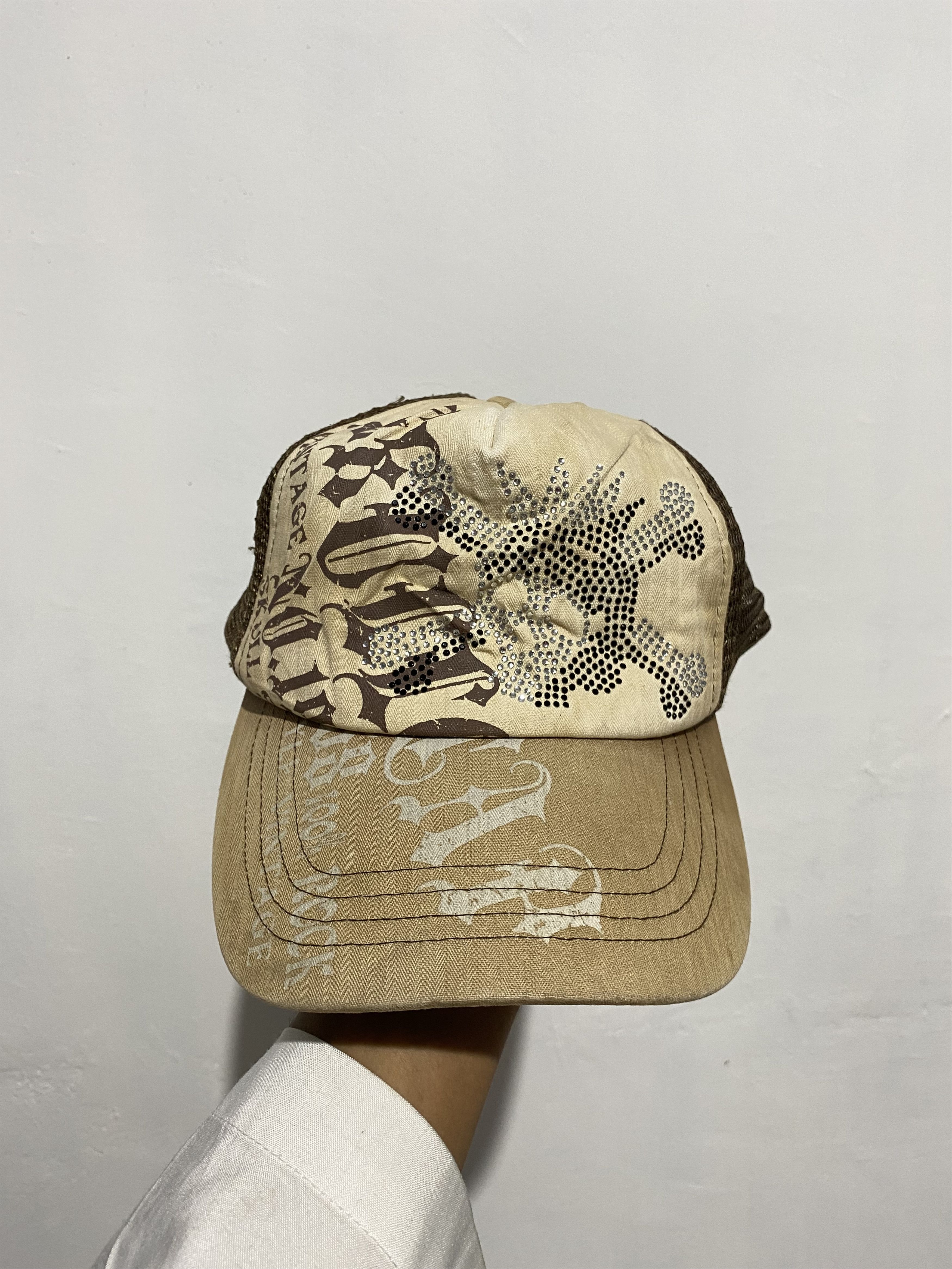 image of Hysteric Glamour x Trucker Hat Y2K Poem Style Trucker Hats in Brown, Men's