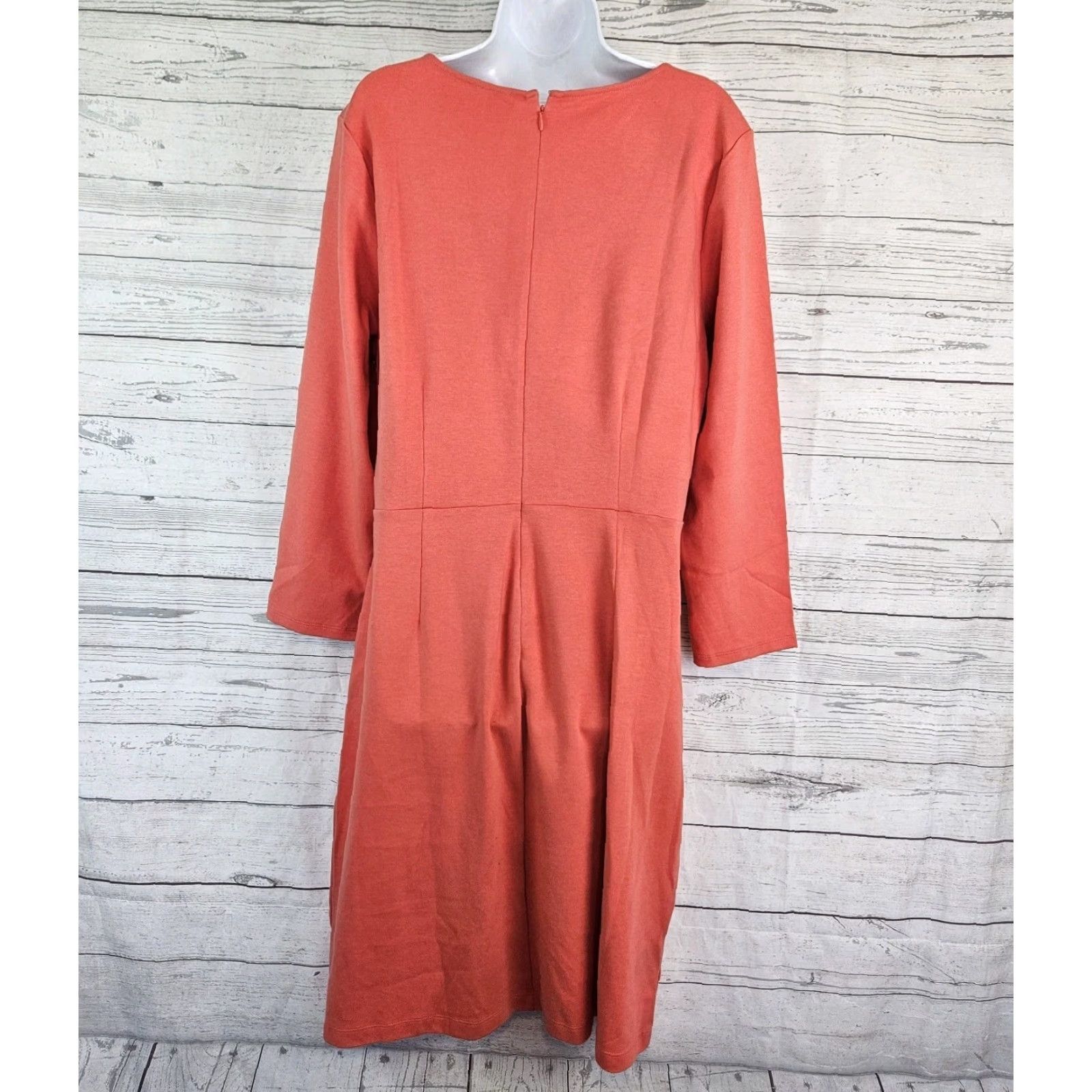 Old Navy Old Navy Womens Dress XL Tall Coral Orange Long Sleeve Cotton Blend Dress Knee Length Size XL / US 12-14 / IT 48-50 - 3 Thumbnail