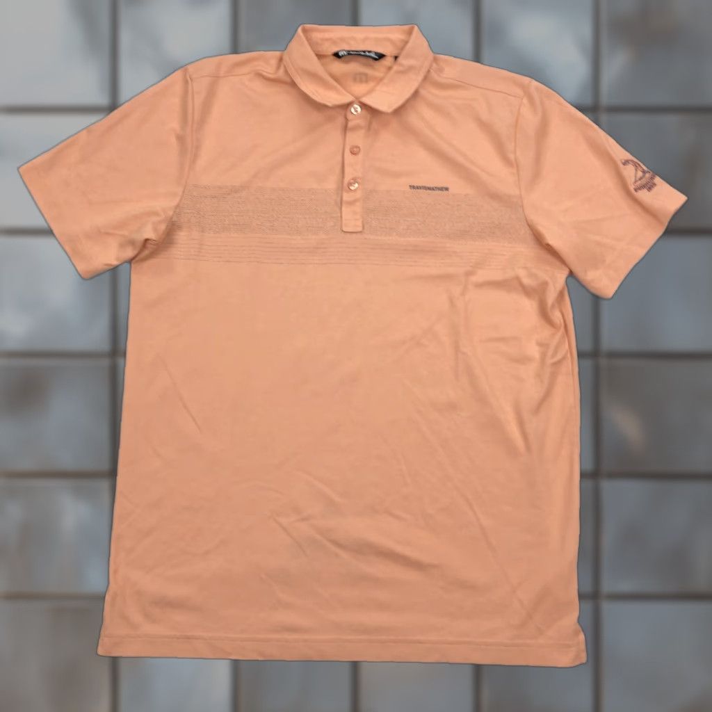 TravisMathew TravisMathew Men's L Polo Shirt Pinehurst 1895 Peach Orange Golf Performance Embroidery Logo Pattern Short Sleeve Shirt Mens Size US L / EU 52-54 / 3 - 1 Thumbnail