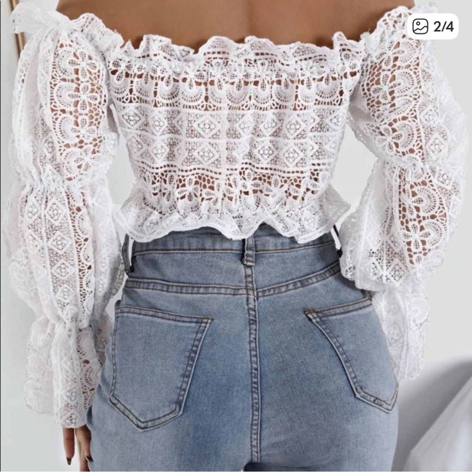 Other Chic White Lace Off-Shoulder Blouse size S Size S / US 4 / IT 40 - 3 Thumbnail