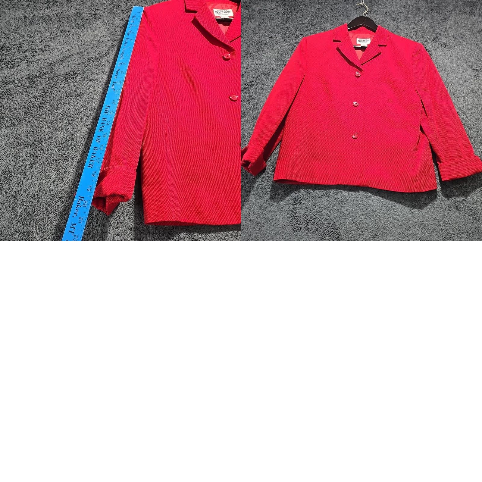 Pendleton VINTAGE Pendleton Jacket Size 14 Red Short Cropped Button Womens Size 36" / US 14 / IT 50 - 8 Thumbnail
