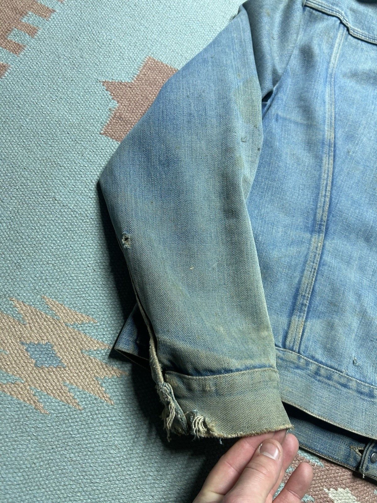 Vintage Vtg 70 wrangler no fault denim jacket farm faded workwear 42 Size US L / EU 52-54 / 3 - 11 Thumbnail