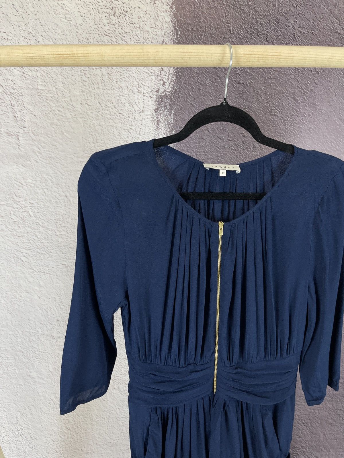 Sandro Sandro Paris blue zip midi dress viscose Size L / US 10 / IT 46 - 4 Thumbnail