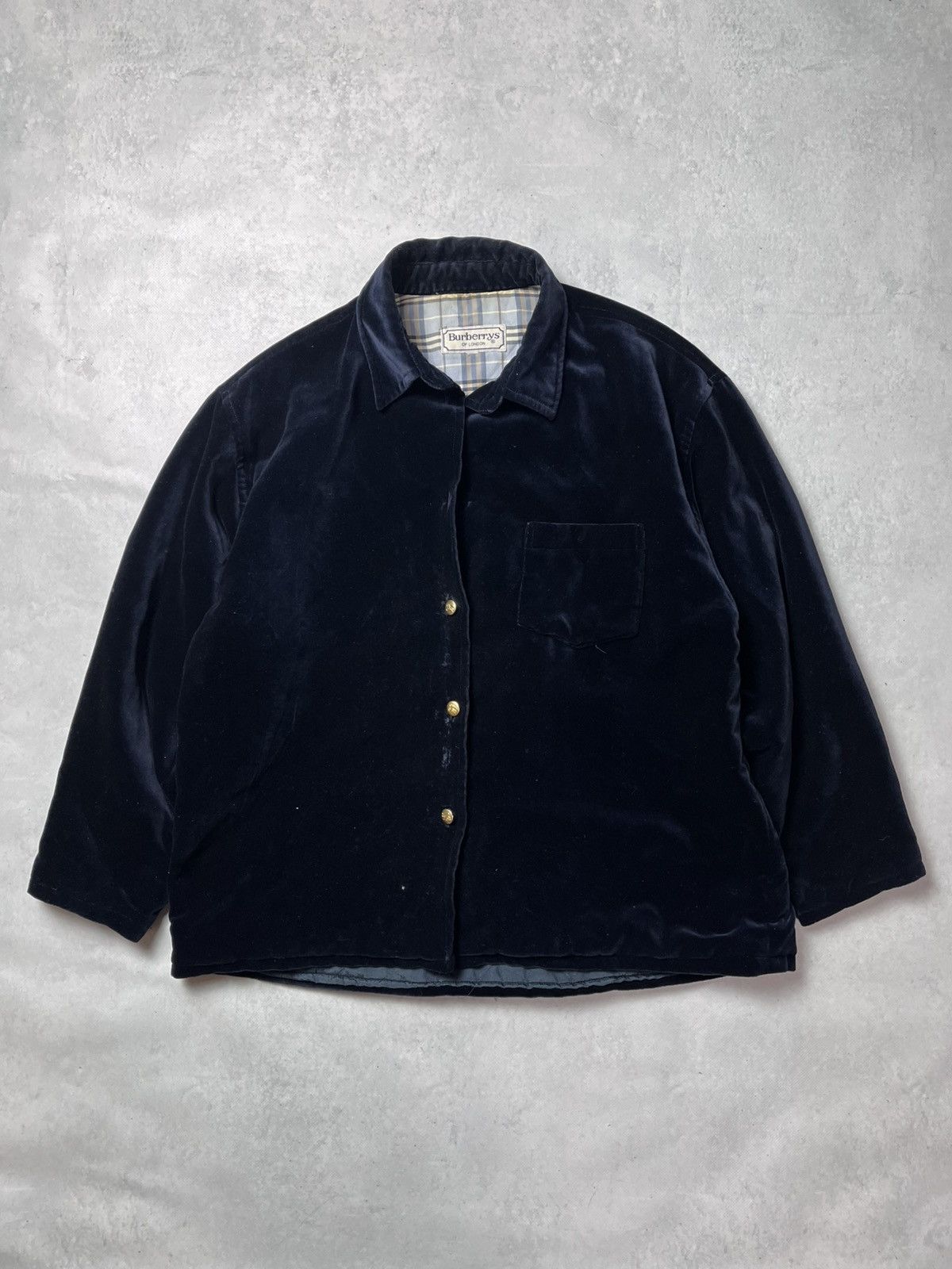 VERY RARE VINTAGE BURBERRY’S VELOUR BUTTON UP SHIRT