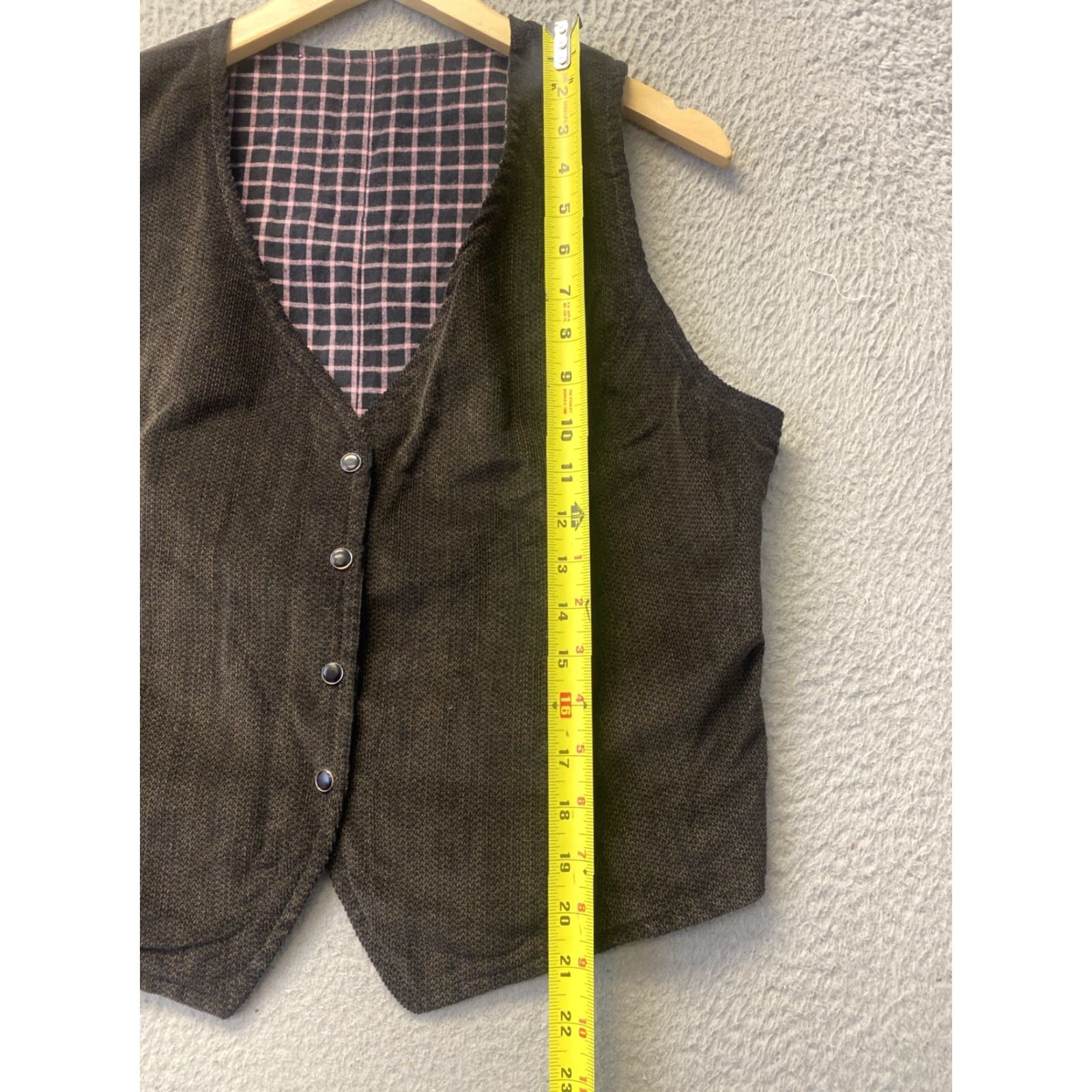 Vintage Zesty West Women's Waistcoat Vest Sz M Brown Pink Plaid REVERSIBLE Size M / US 6-8 / IT 42-44 - 7 Thumbnail
