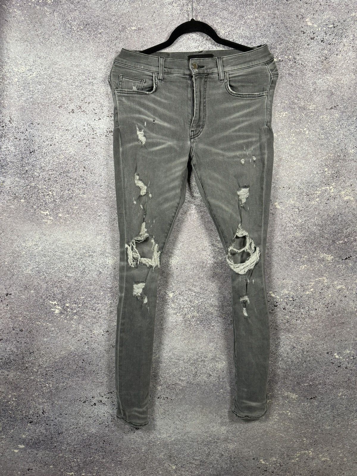 Amiri MX1 Jean Gray Distressed Skinny Womens size 30