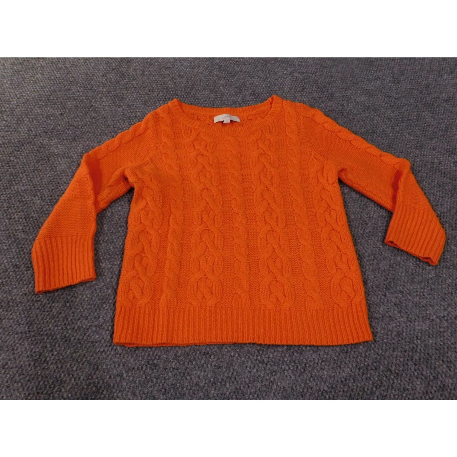 Loft LOFT Sweater Womens M Cable Orange Pullover Wool Rayon Crew Neck Long Sleeve Knit Regular Modern Designer Casual Girls Womens (adjusted) Size M / US 6-8 / IT 42-44 - 4 Thumbnail
