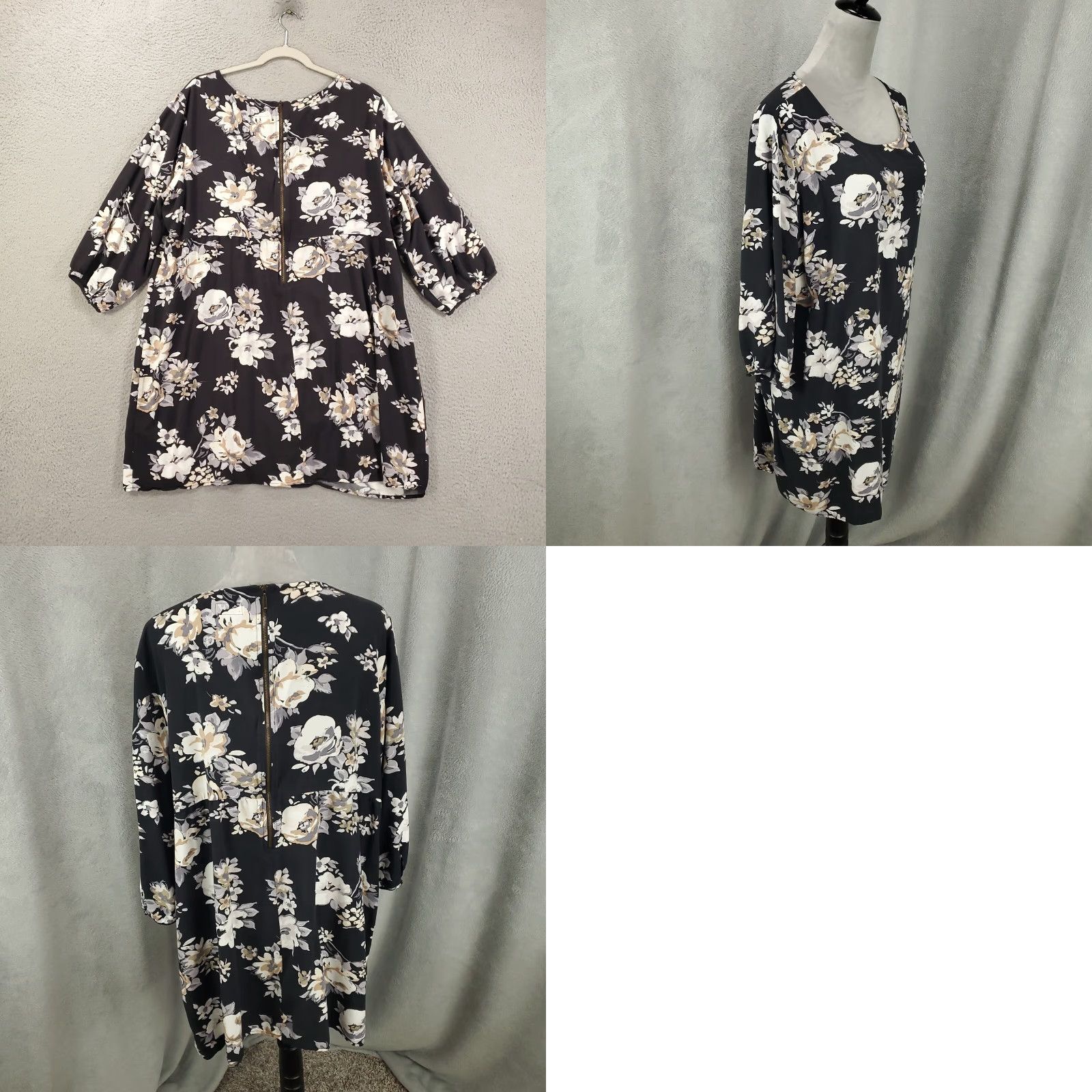 Old Navy Old Navy Tunic Womens 2XL Black White Floral Zip Back Mini Dress Dark XXL Size XXL / US 16-18 / IT 52-54 - 8 Thumbnail