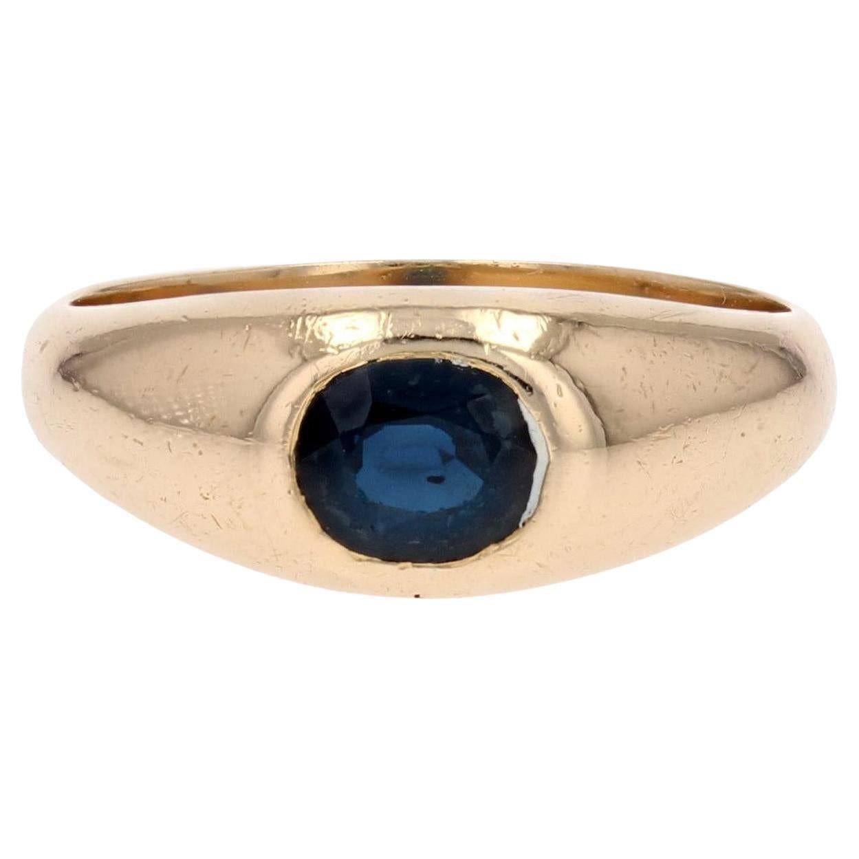 image of Vintage Modern Sapphire 18 Karat Yellow Gold Bangle Ring, Women's