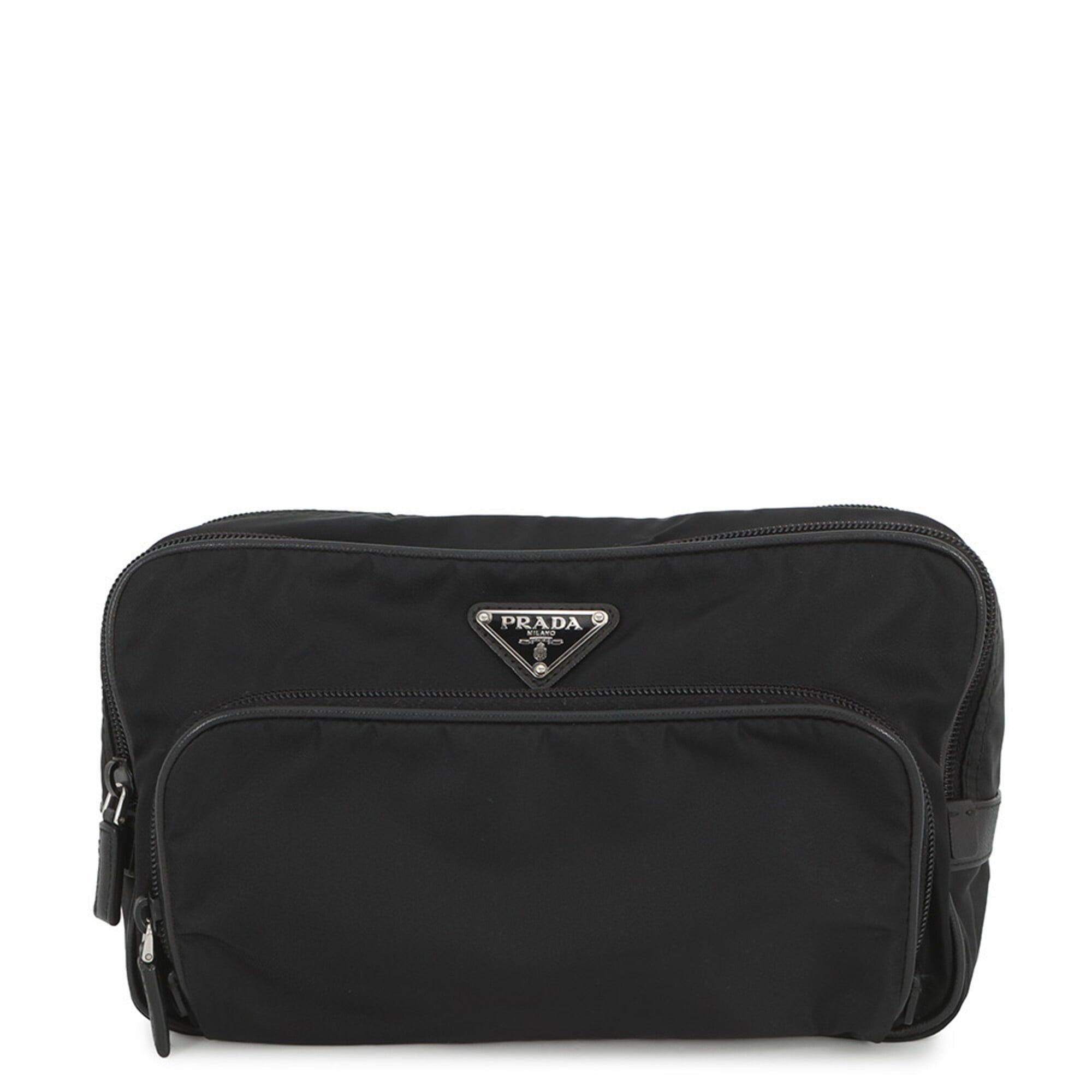 Prada Prada Triangle Clutch Bag, Nylon, 2N1655, Black, Second Handbag, PRADA Size ONE SIZE - 1 Thumbnail
