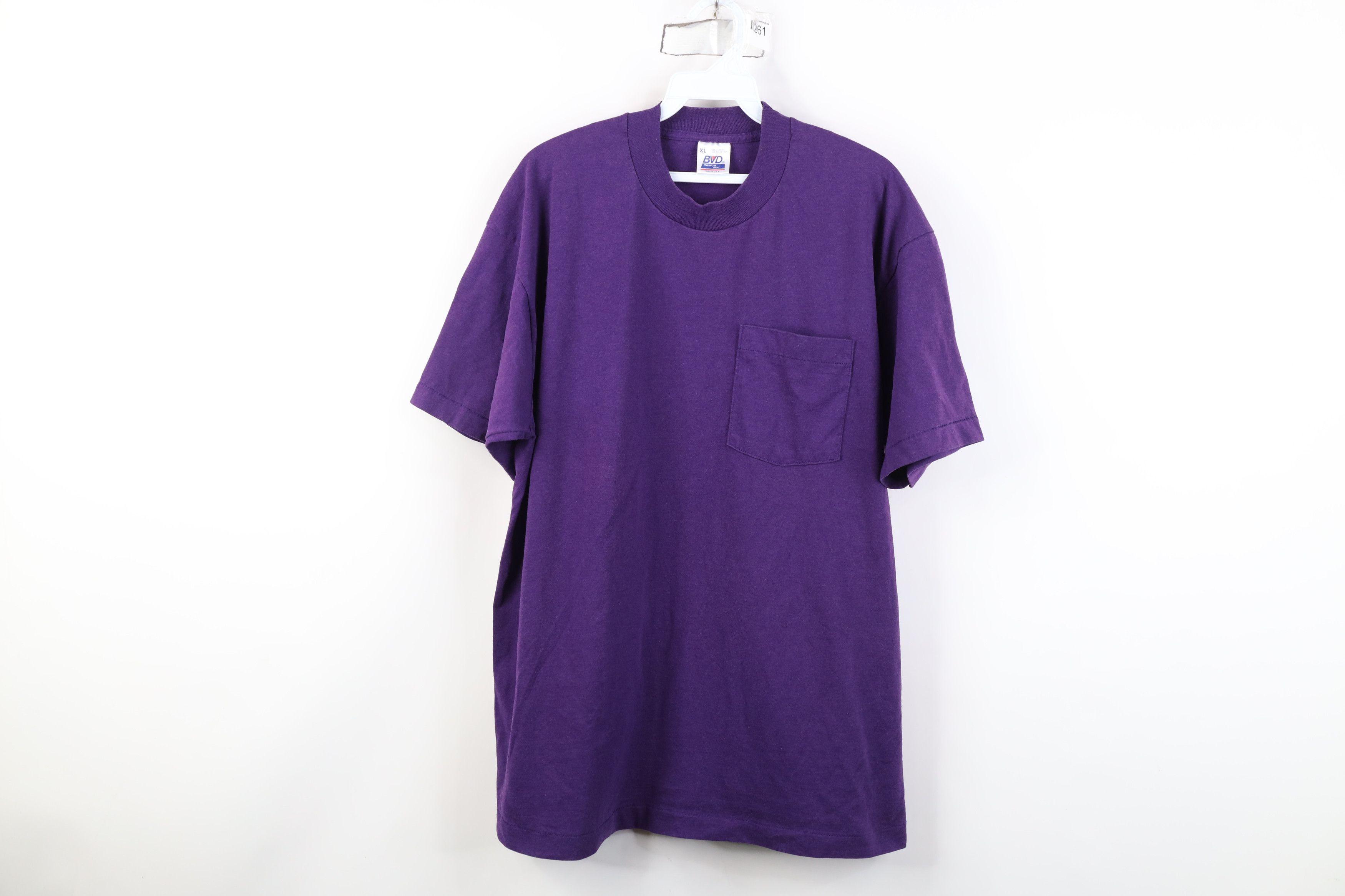 Vintage Vintage 90s Streetwear Cotton Pocket T-Shirt Purple USA Size US XL / EU 56 / 4 - 1 Thumbnail