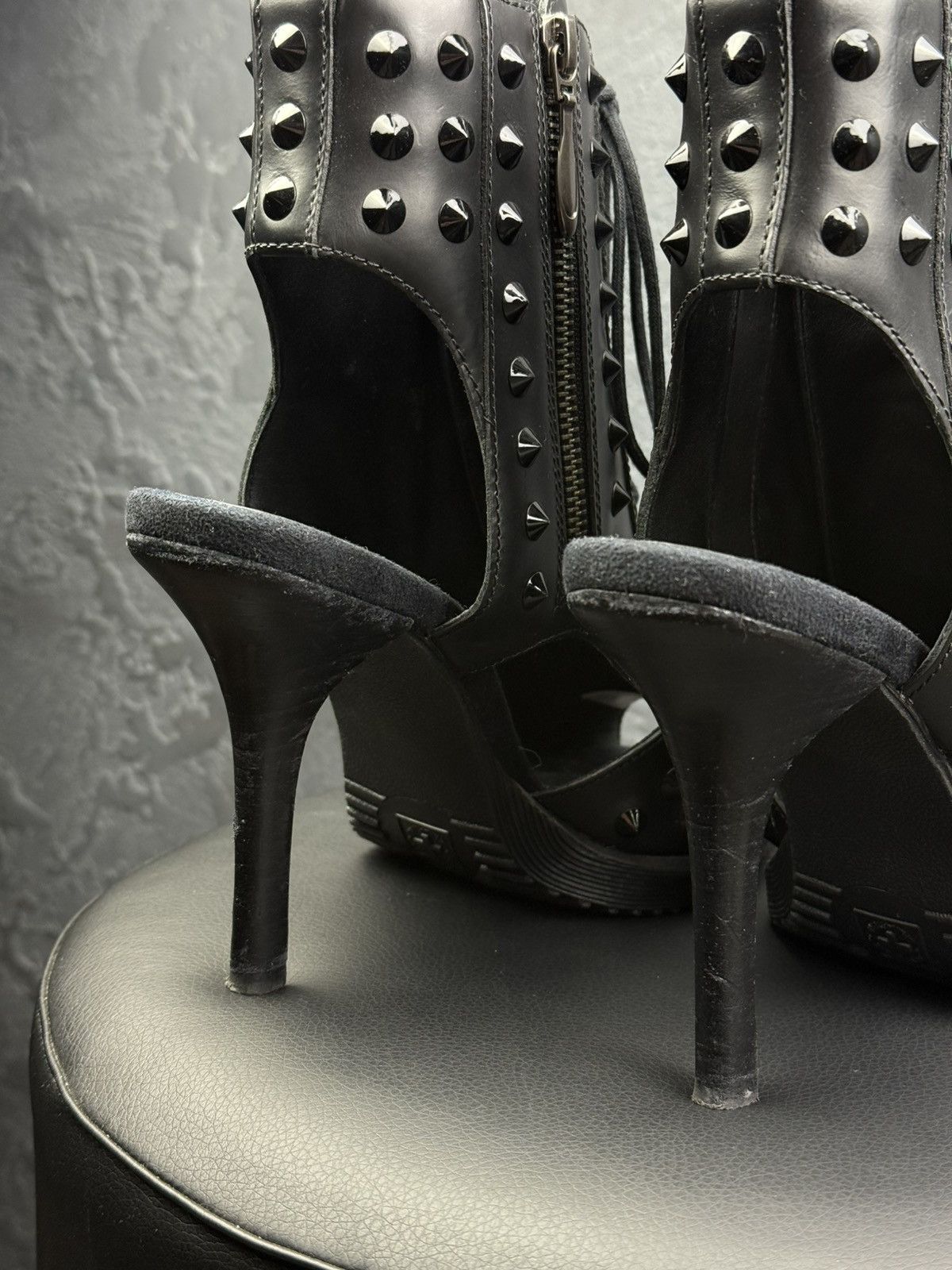 Dr. Martens Dr Martens Yasmin Black Studded Open Toe Lace Up Heels Size US 11 / IT 41 - 9 Thumbnail