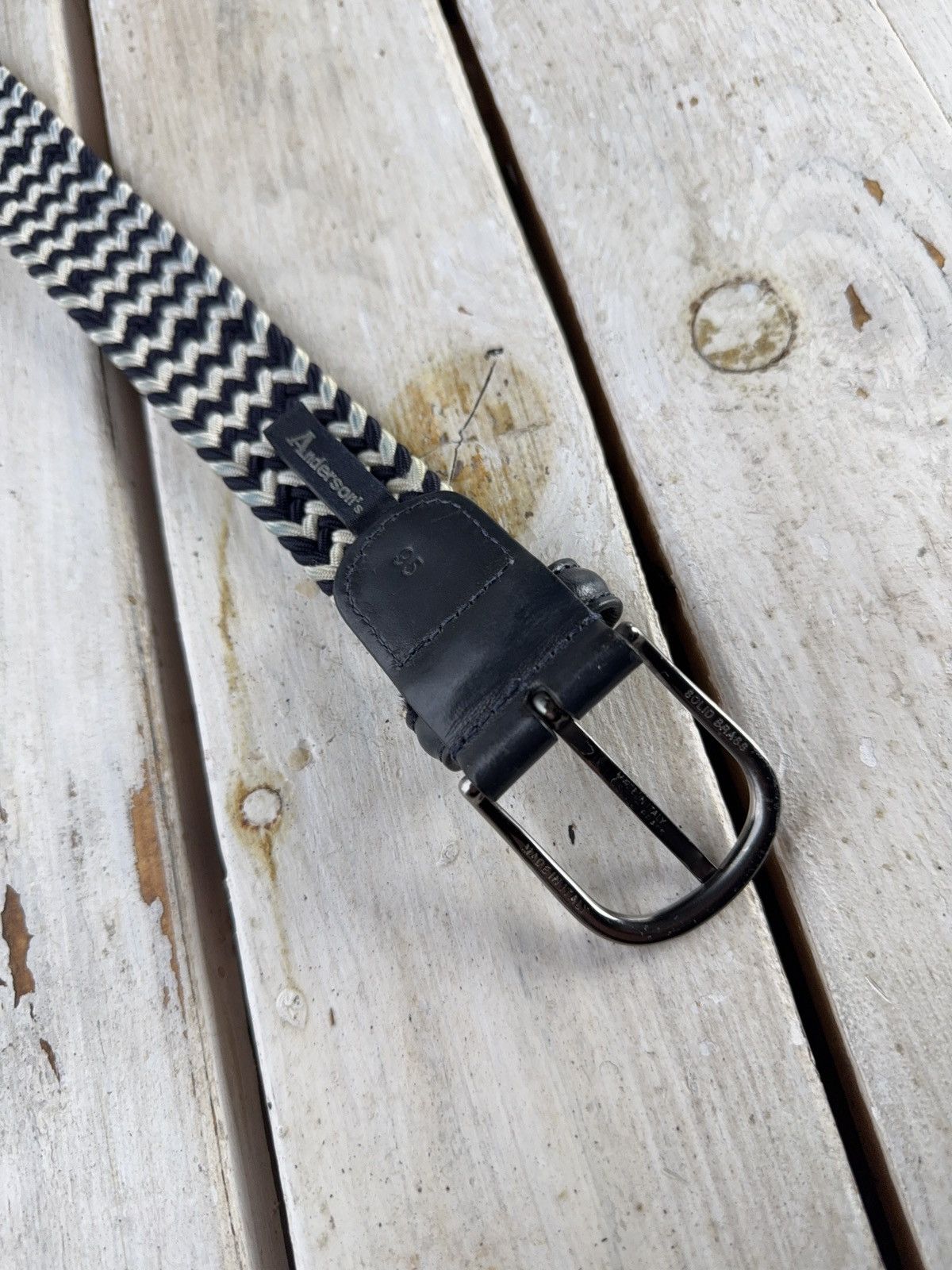 Andersons Anderson’s Braided Leather Belt 95 Dark Brown Made in Italy Size ONE SIZE - 10 Thumbnail