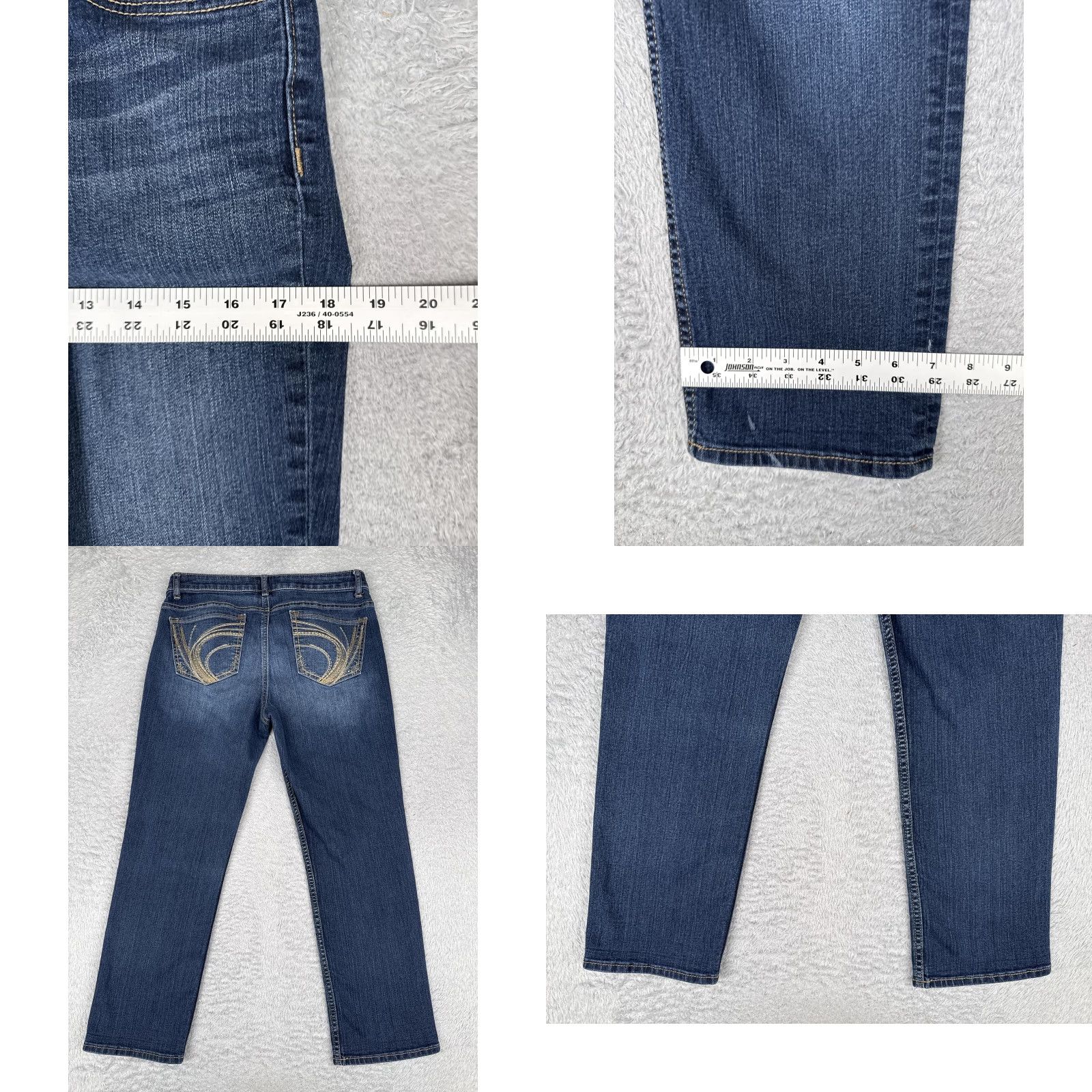 Apt. 9 Apt. 9 Womens Capri Jeans 8 Mid Rise Stretch Denim Embroidered Studded Blue 31x26 Regular Pocket 5-Pocket Size 30" / US 8 / IT 44 - 9 Thumbnail