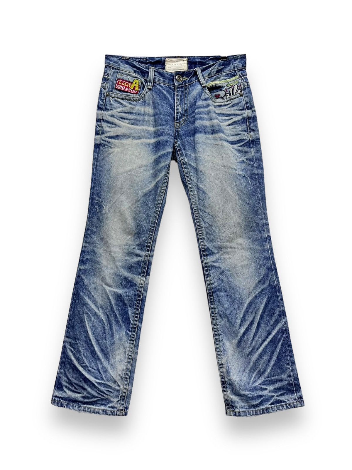 Siberia Hills RARE🔥LOLITA CHILDREN Embroidery Exotic Denim Acid Washed Size US 31 - 3 Thumbnail