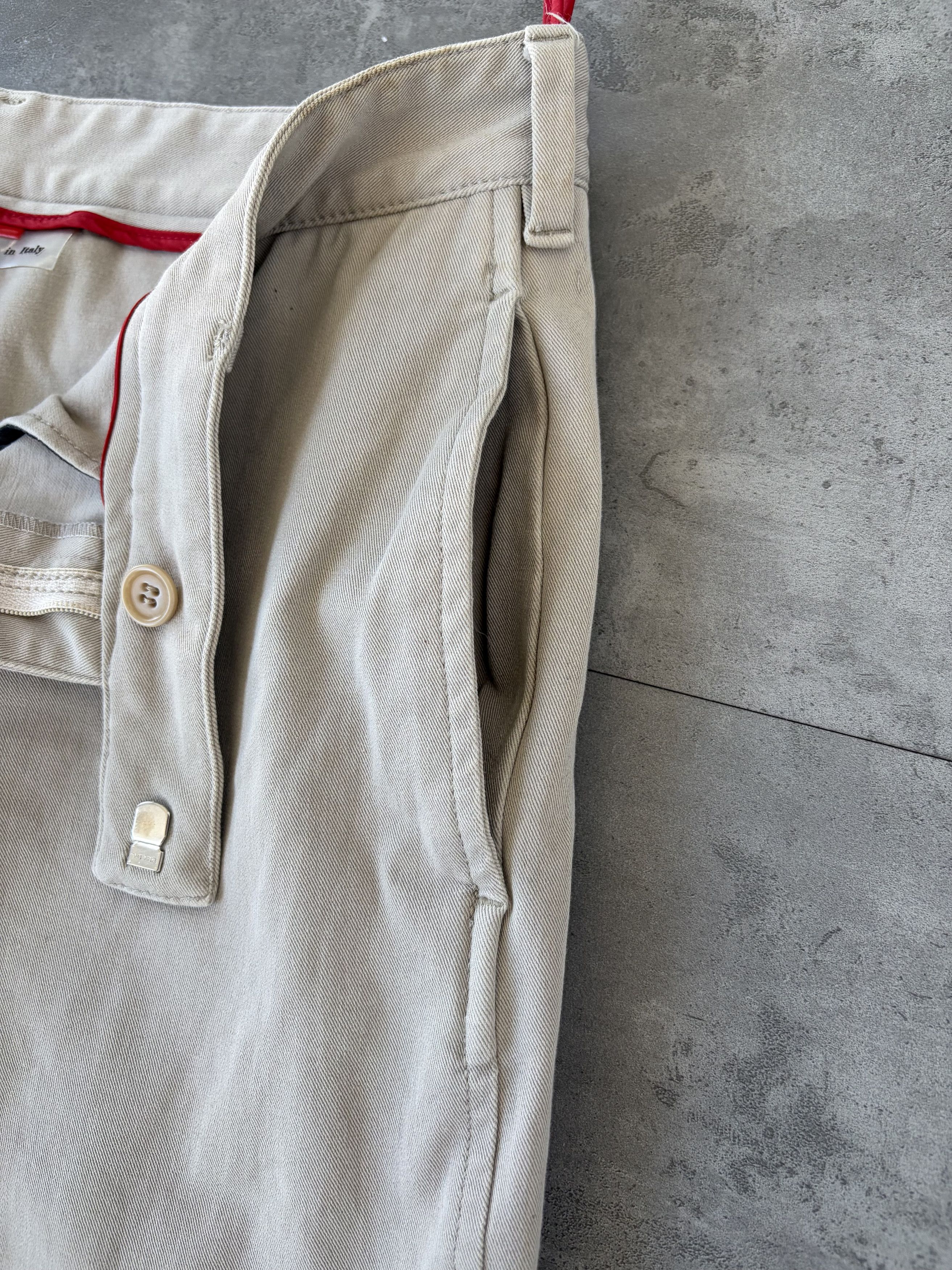 Prada 🔴 PRADA Pants Beige Sport Red Tab 2000s Pockets Cotton 48 Size US 32 / EU 48 - 6 Thumbnail