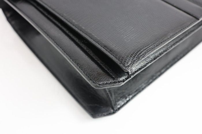 Yves Saint Laurent Yves Saint Laurent Black Y Logo Lizard Embossed Leather Size ONE SIZE - 9 Thumbnail