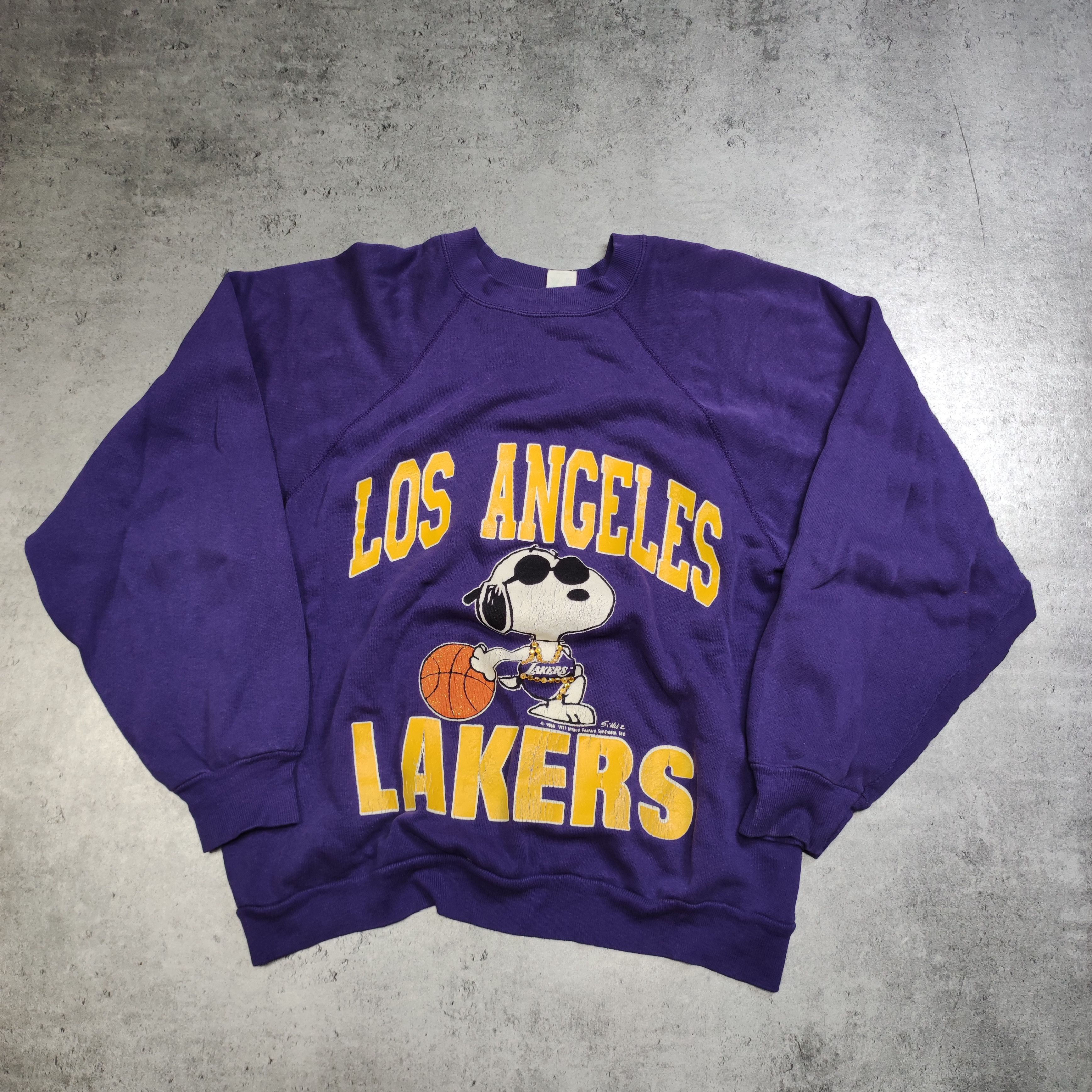 NBA × Peanuts × Vintage RARE 80s Los Angeles Lakers Snoopy Chain Sweatshirt Size US L / EU 52-54 / 3 - 2 Thumbnail