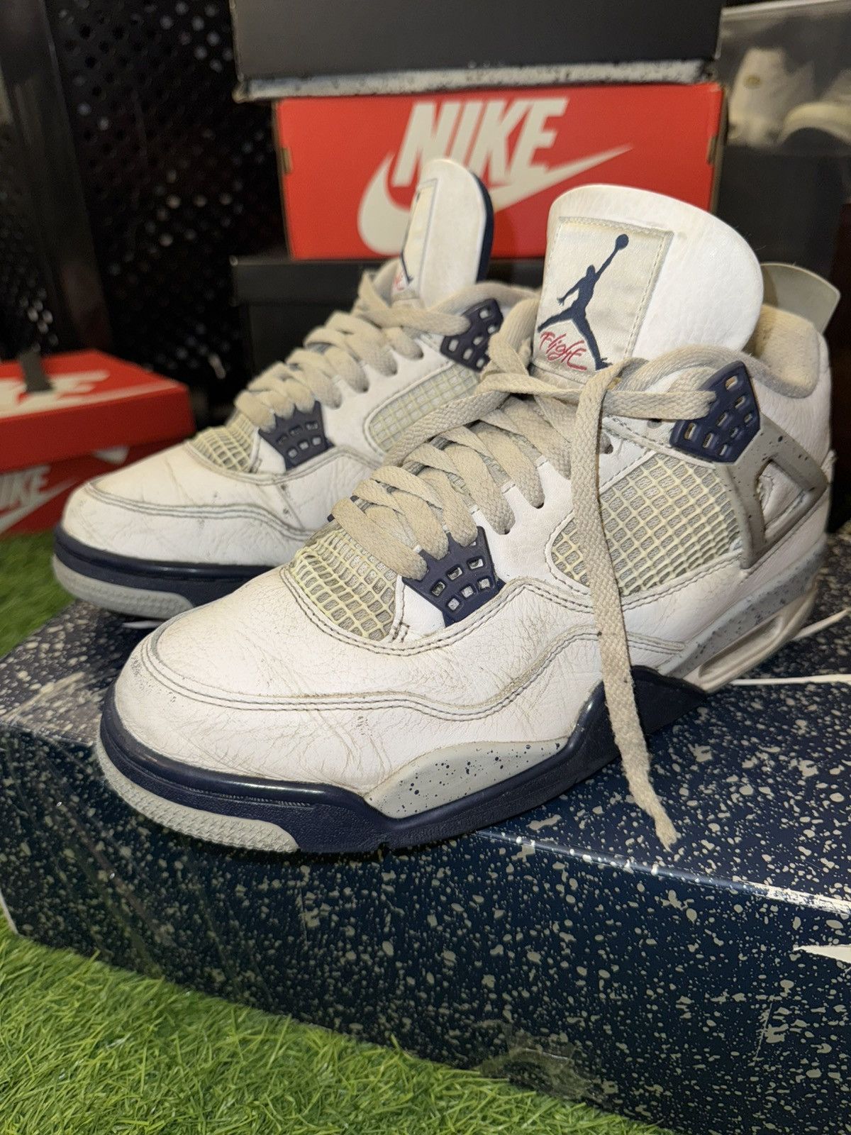 Nike Air Jordan Retro 4 Midnight Navy Sneakers Size US 10 / EU 43 - 3 Thumbnail