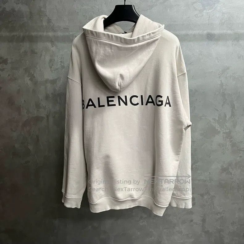 Balenciaga Balenciaga Grey logo print all-cotton hooded pullover Size US XS / EU 42 / 0 - 5 Thumbnail