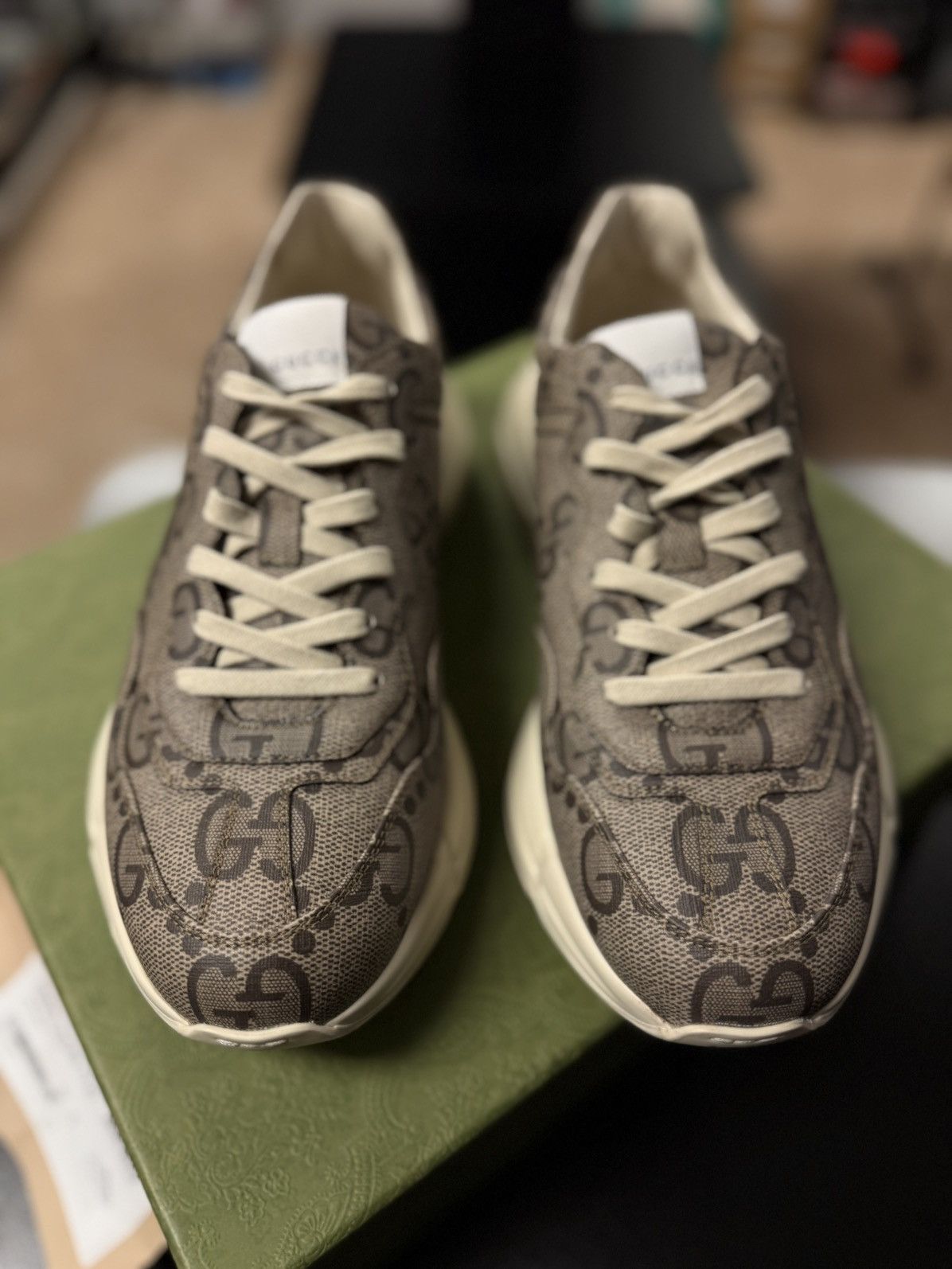 Gucci Gucci Beige Monogram Rhyton Sneakers Size 9G/9.5US Size US 9.5 / EU 42-43 - 11 Thumbnail