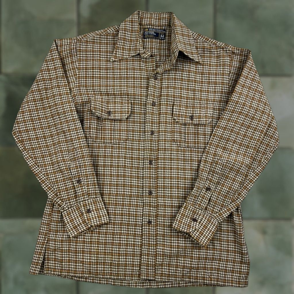 Sears VINTAGE Sears Flannel Shirt Adult Medium Brown Plaid Collared Button Up Size US M / EU 48-50 / 2 - 1 Thumbnail