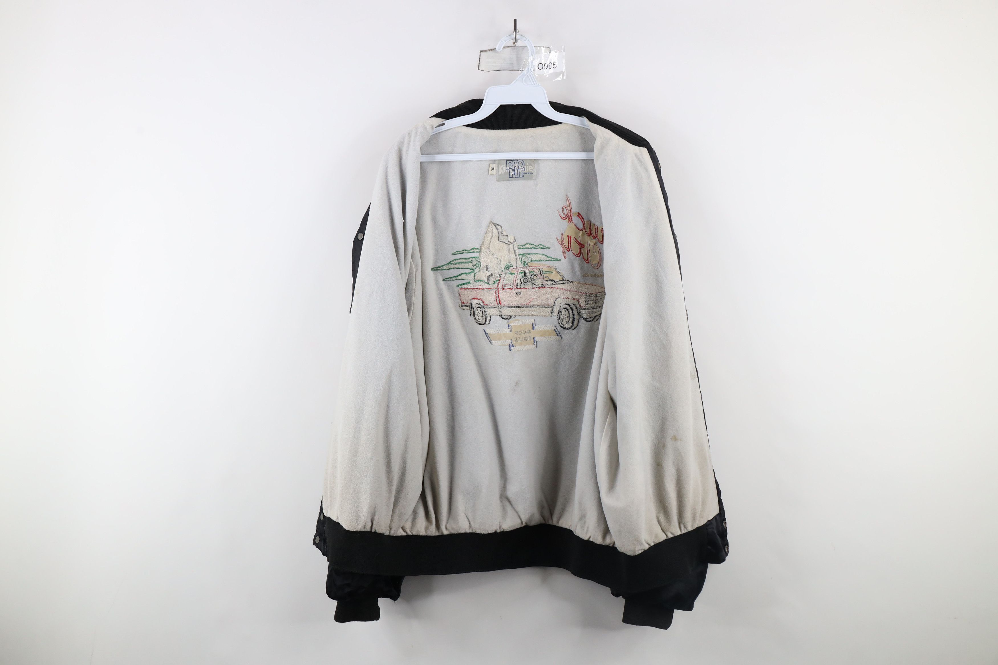 Vintage Vintage 80s Chevrolet Lined Satin Bomber Jacket Black USA Size US XL / EU 56 / 4 - 8 Thumbnail