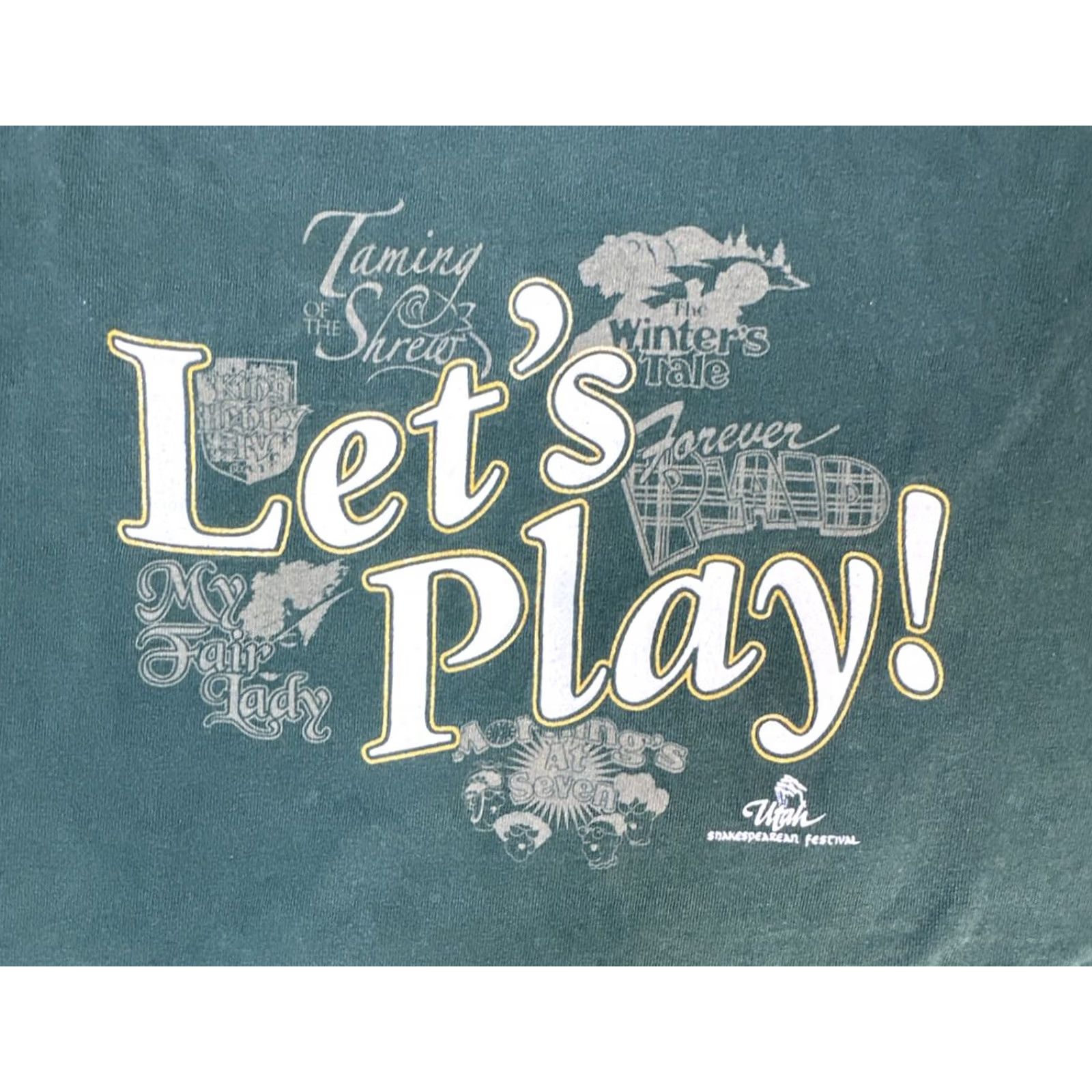 Soffe VINTAGE Soffe T-Shirt Men 2XL UTAH Shakespearean Festival LET'S PLAY 90s Y2K Shakespeare Green Graphic Print Slim Crew Neck Short Sleeve Shirt Size US XXL / EU 58 / 5 - 5 Thumbnail