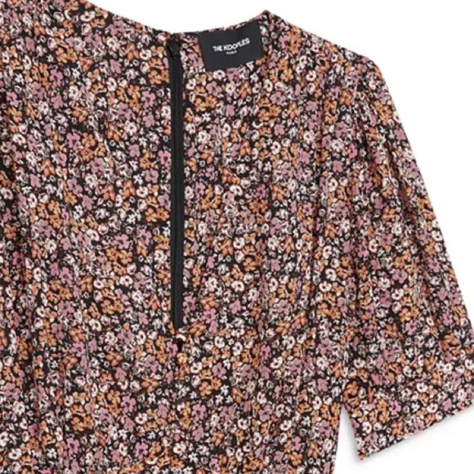 The Kooples THE KOOPLES $355 Floral Print Midi Dress Pink Sz 1 (S) Size S / US 4 / IT 40 - 6 Thumbnail