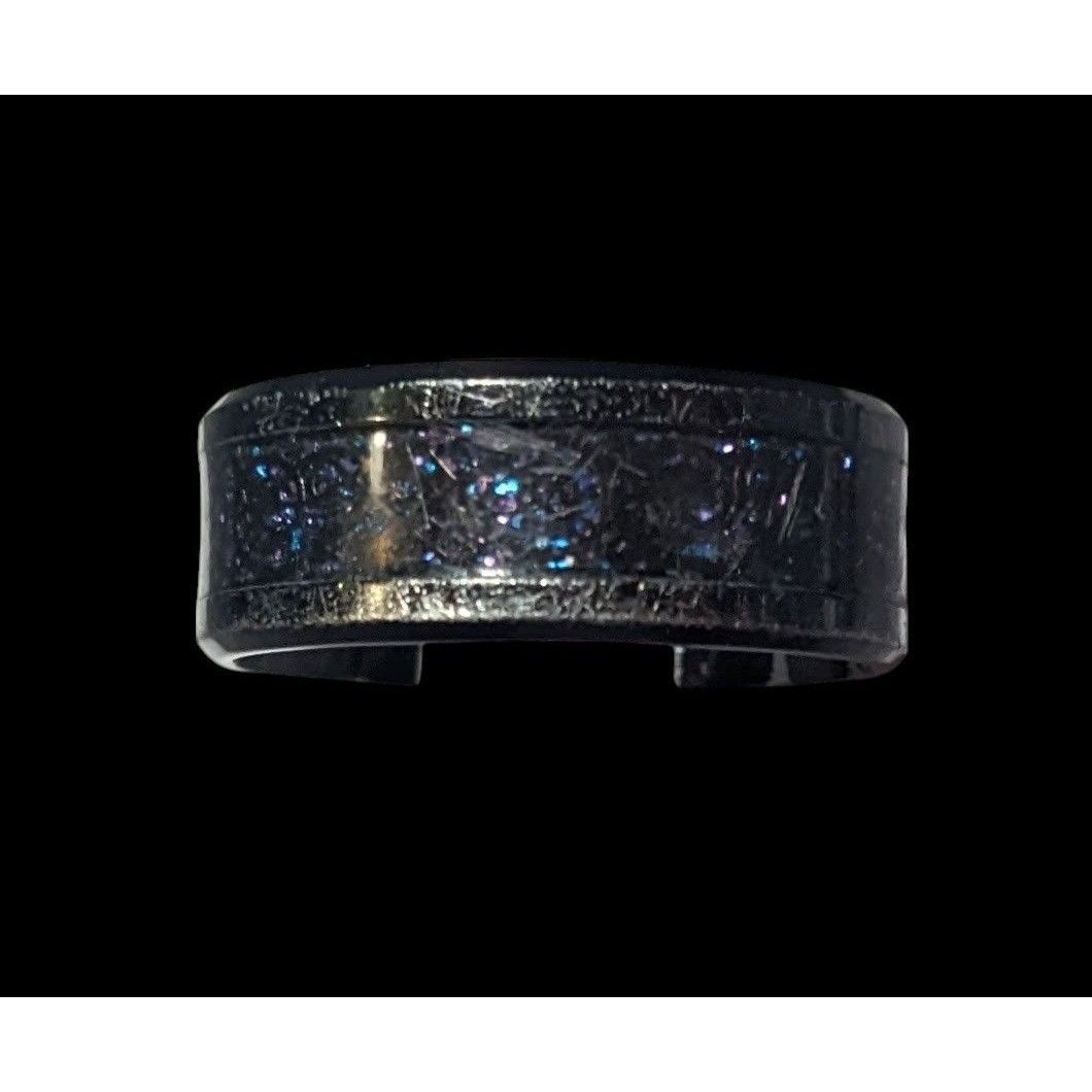 Other Gothic Black Stainless Steel Blue And Purple Glitter Inlay R Size ONE SIZE - 2 Thumbnail
