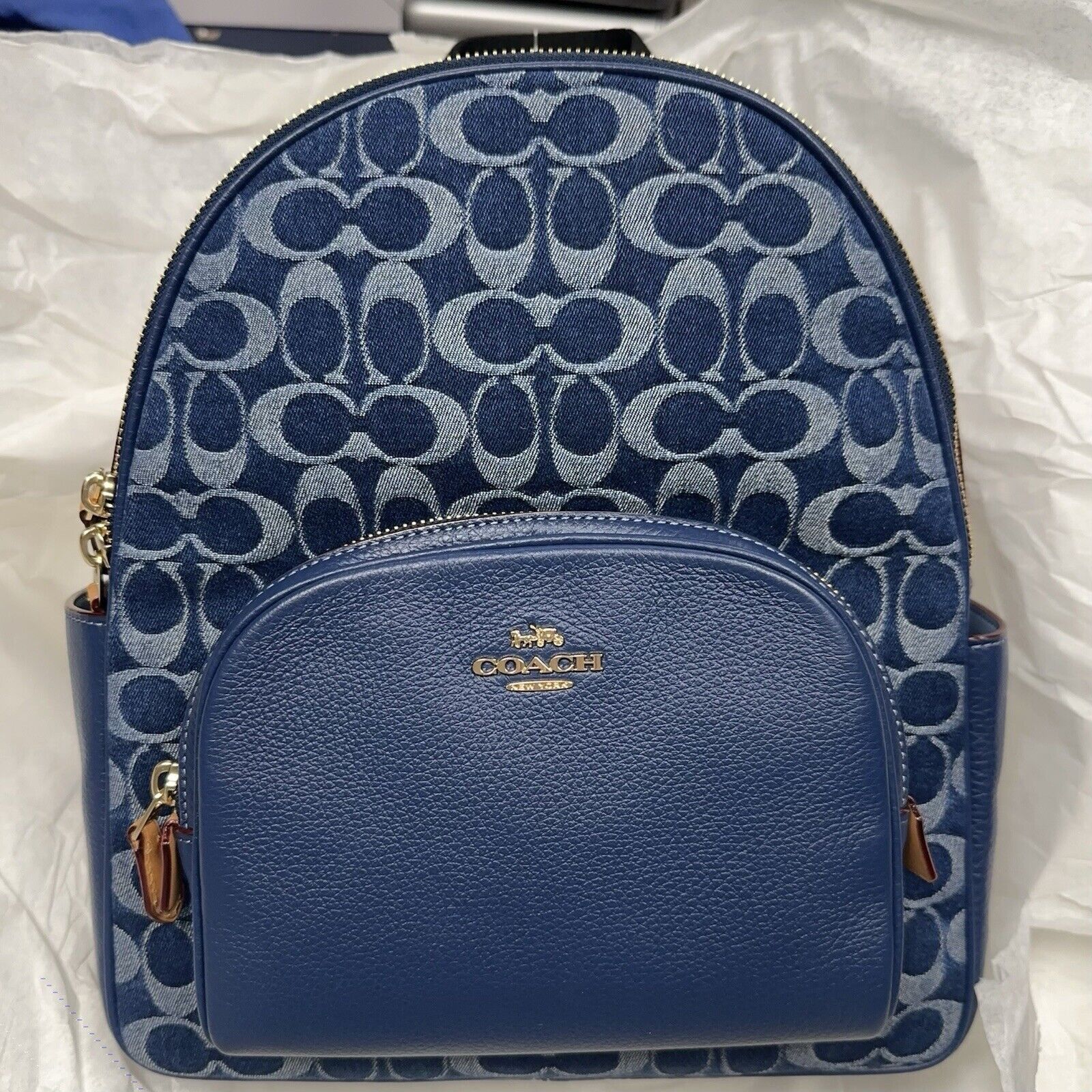 Coach NWT LIMITED Coach Denim Court Backpack Signature Canvas Size ONE SIZE - 8 Thumbnail