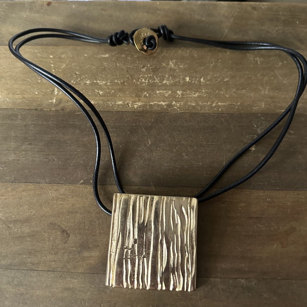 Vintage Vintage Athens Protasis gold square pendant cord necklace Size ONE SIZE - 2 Thumbnail