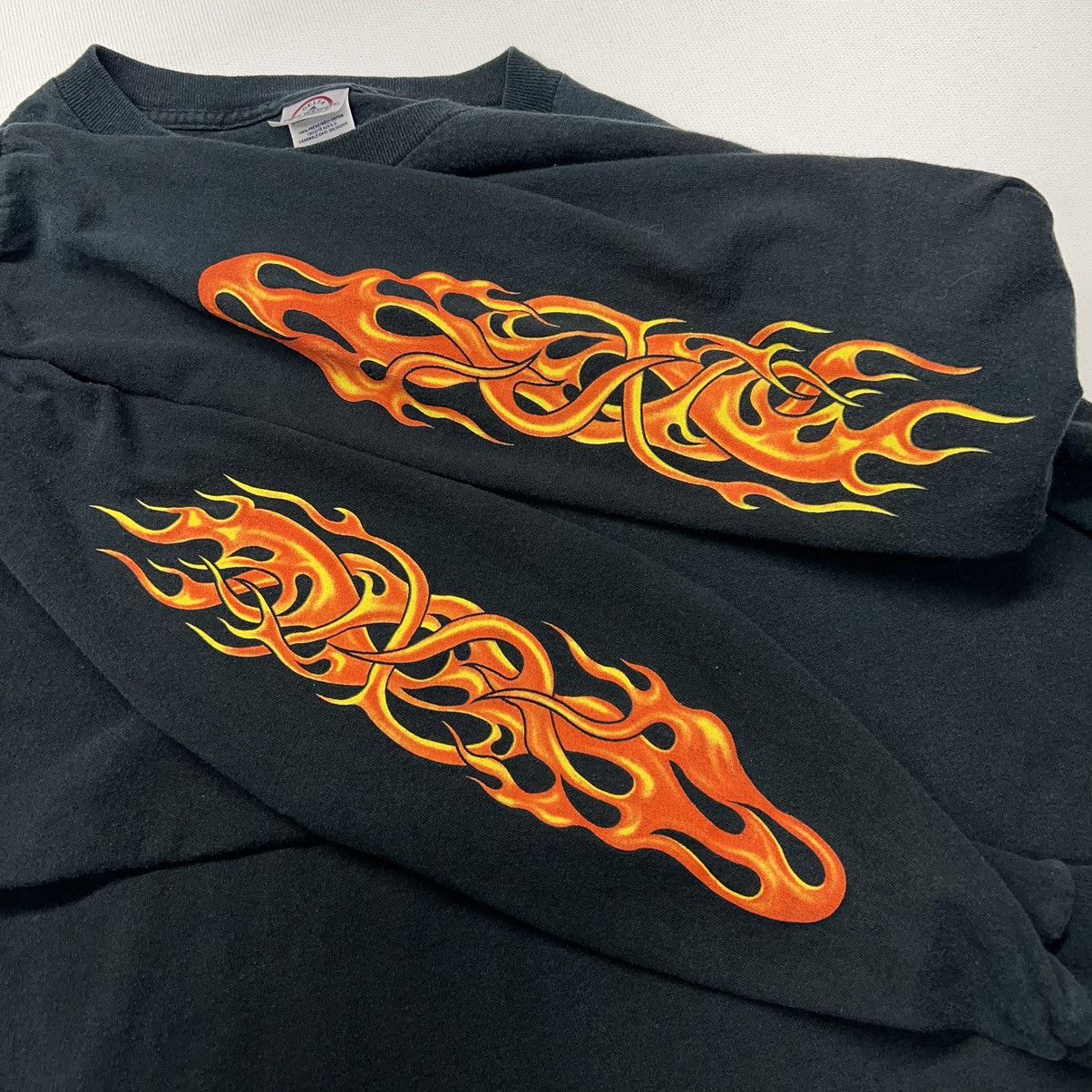 Delta × Vintage Daytona Beach Bike Tee Shirt Black Long Sleeve Biker Flames Size US XXL / EU 58 / 5 - 10 Thumbnail